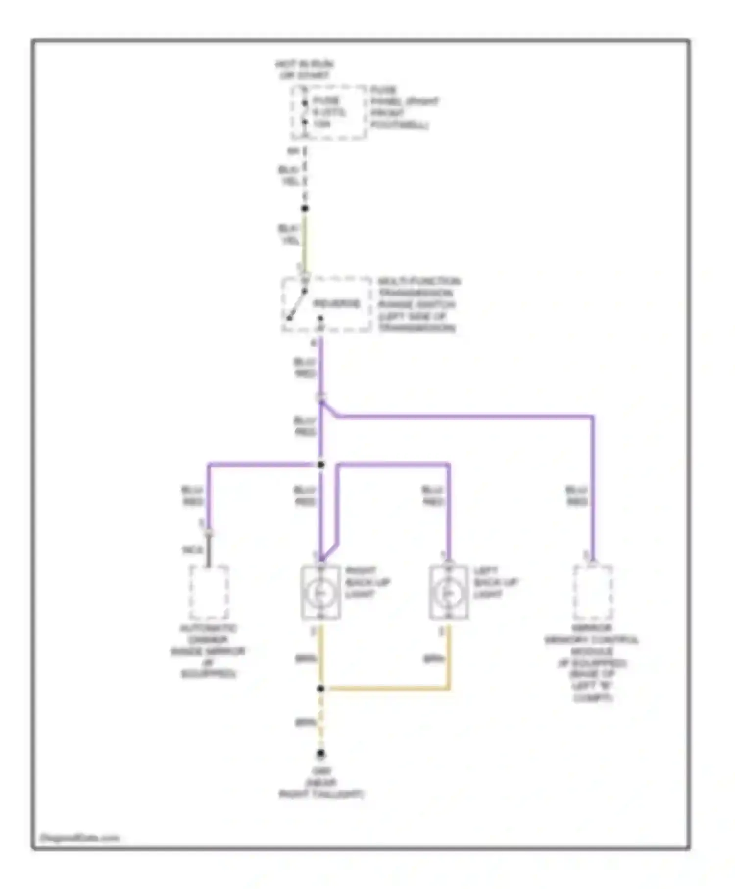 Wiring diagram right back-up light for Audi A8 D2 (1994-1999)