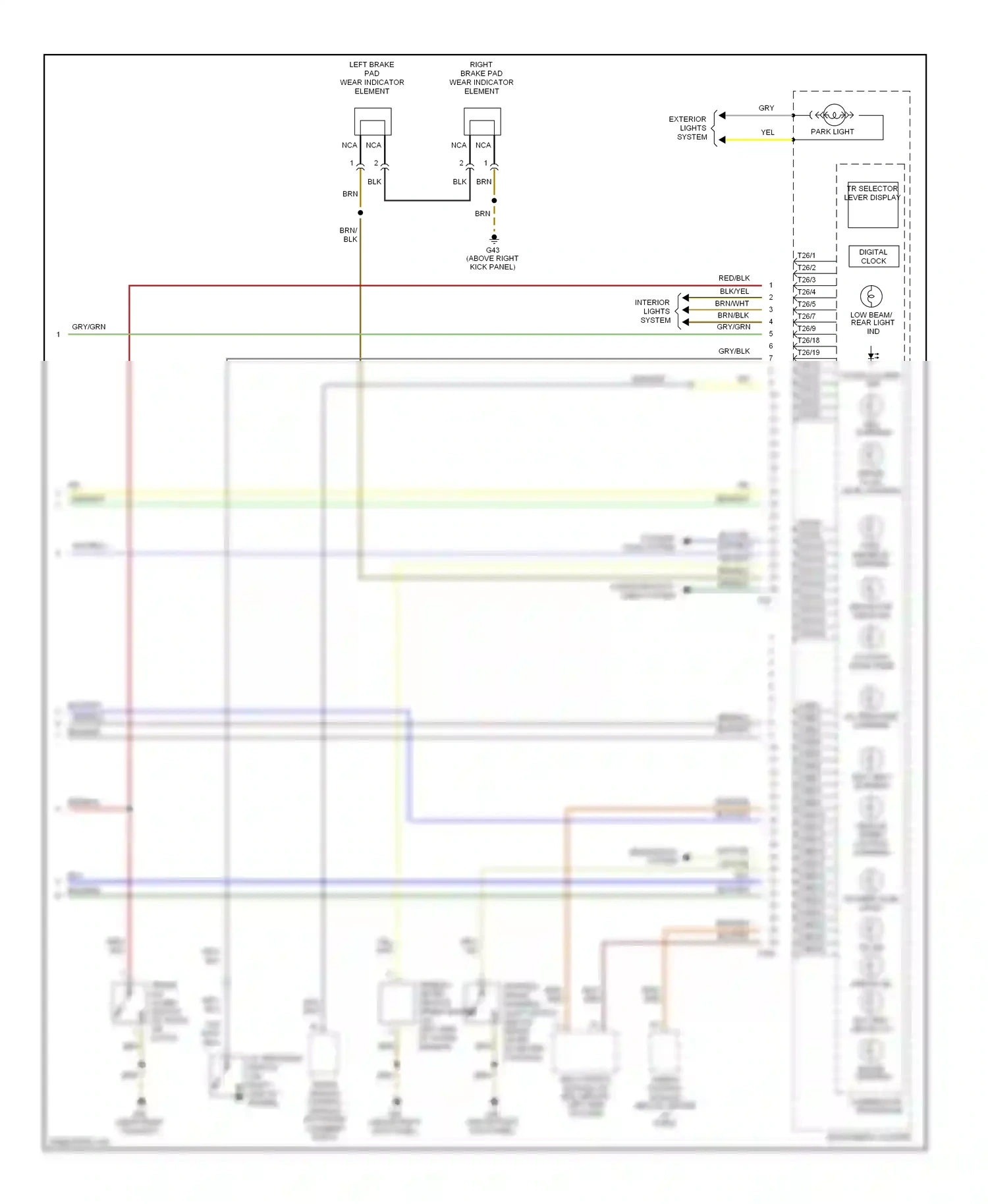 Audi A8 D2 (1994-1999) right brake pad wear indicator element wiring diagram  (1 of 1)