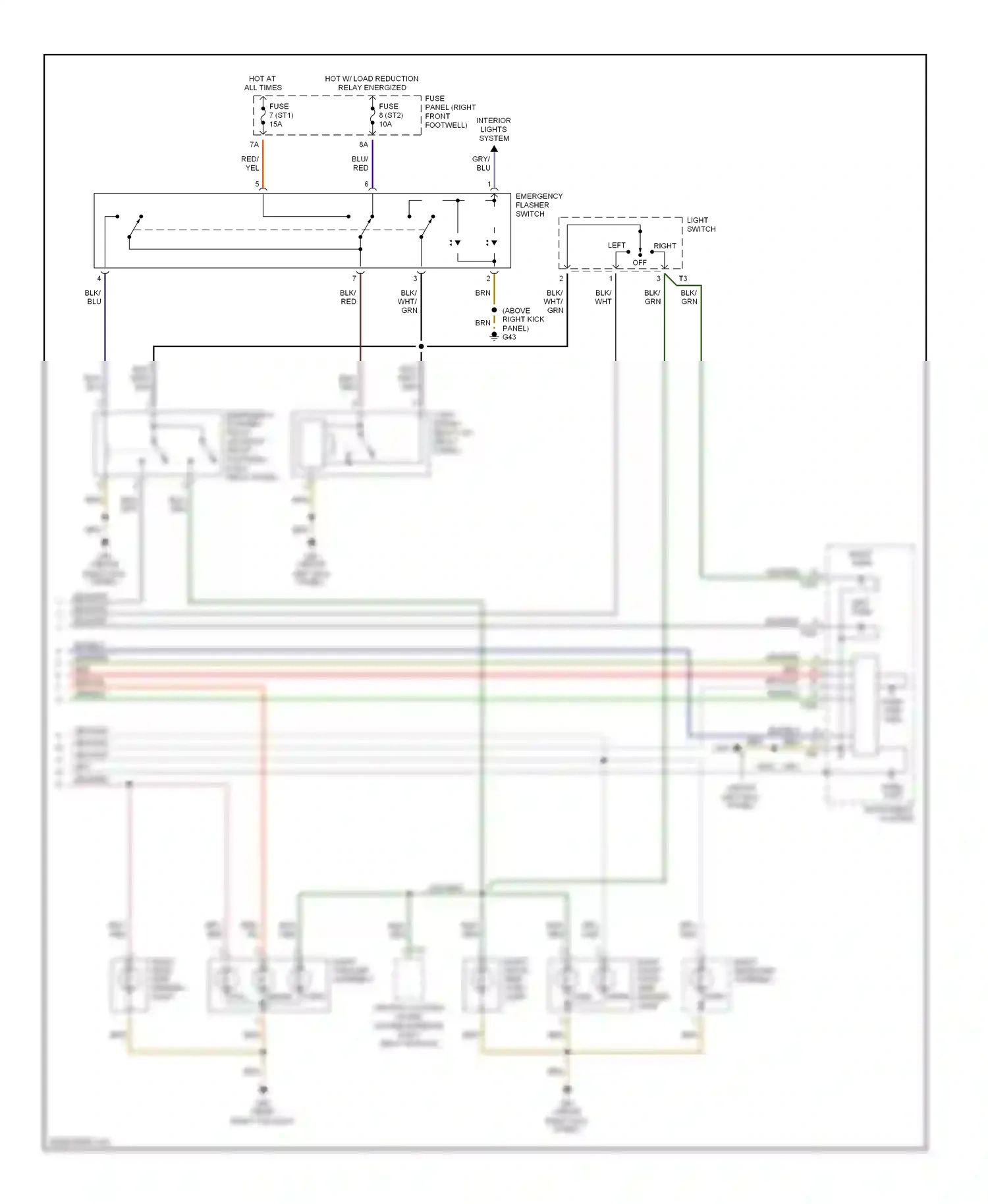 Audi A8 D2 (1994-1999) right front turn/ side marker light wiring diagram  (2 of 2)