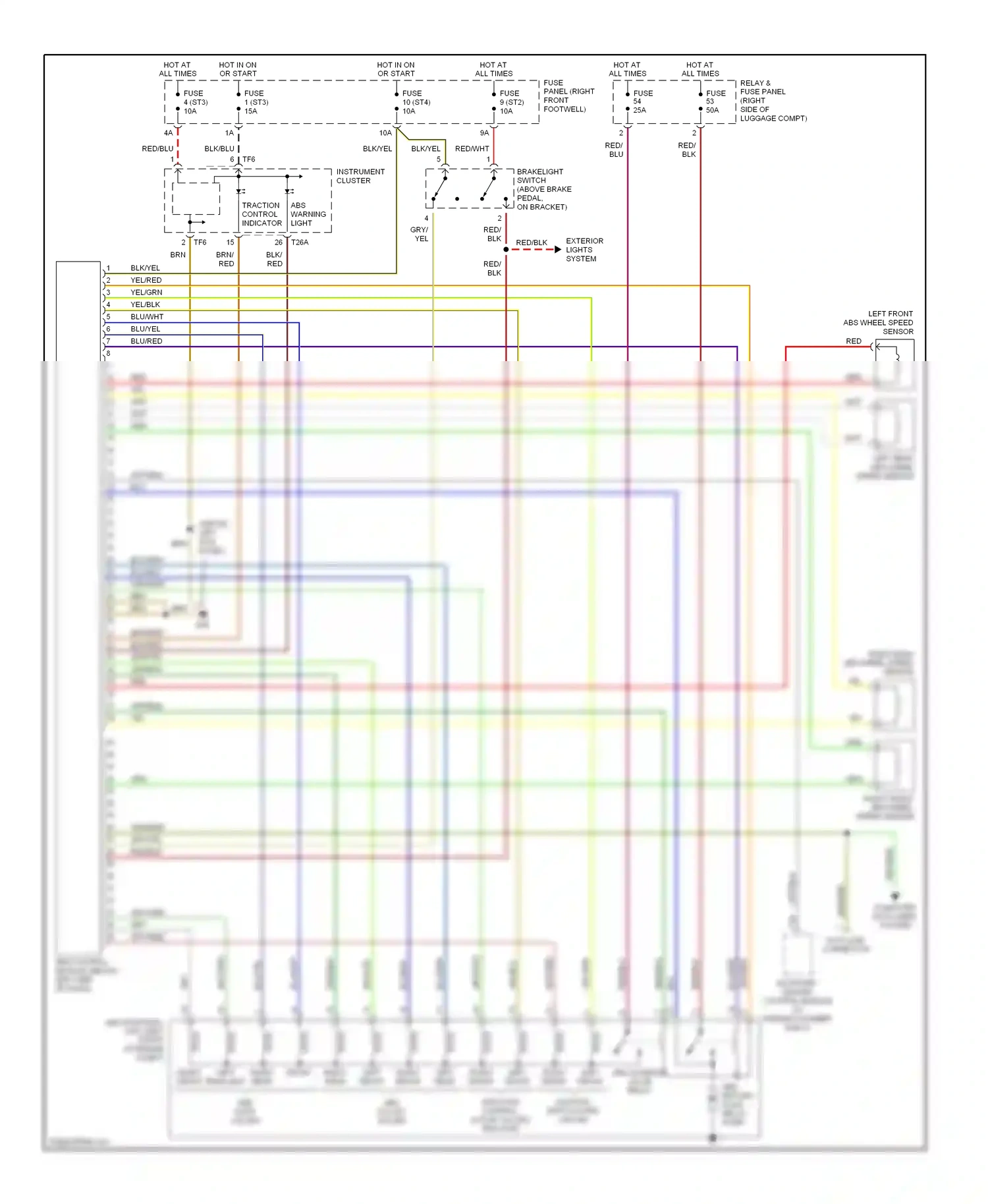 Audi A8 D2 (1994-1999) right rear abs wheel speed sensor wiring diagram  (1 of 2)