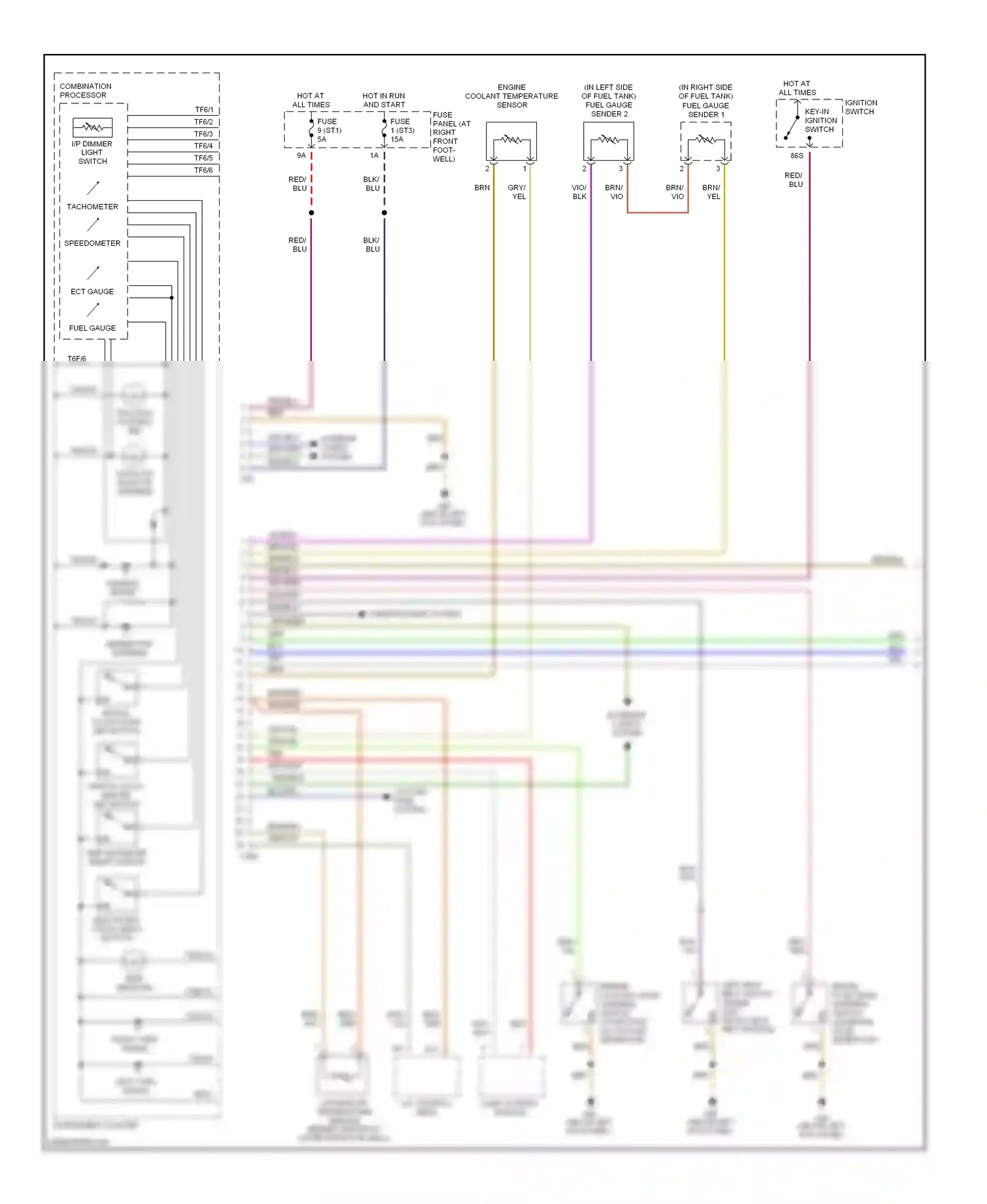 Audi A8 D2 (1994-1999) speedometer wiring diagram  (1 of 1)