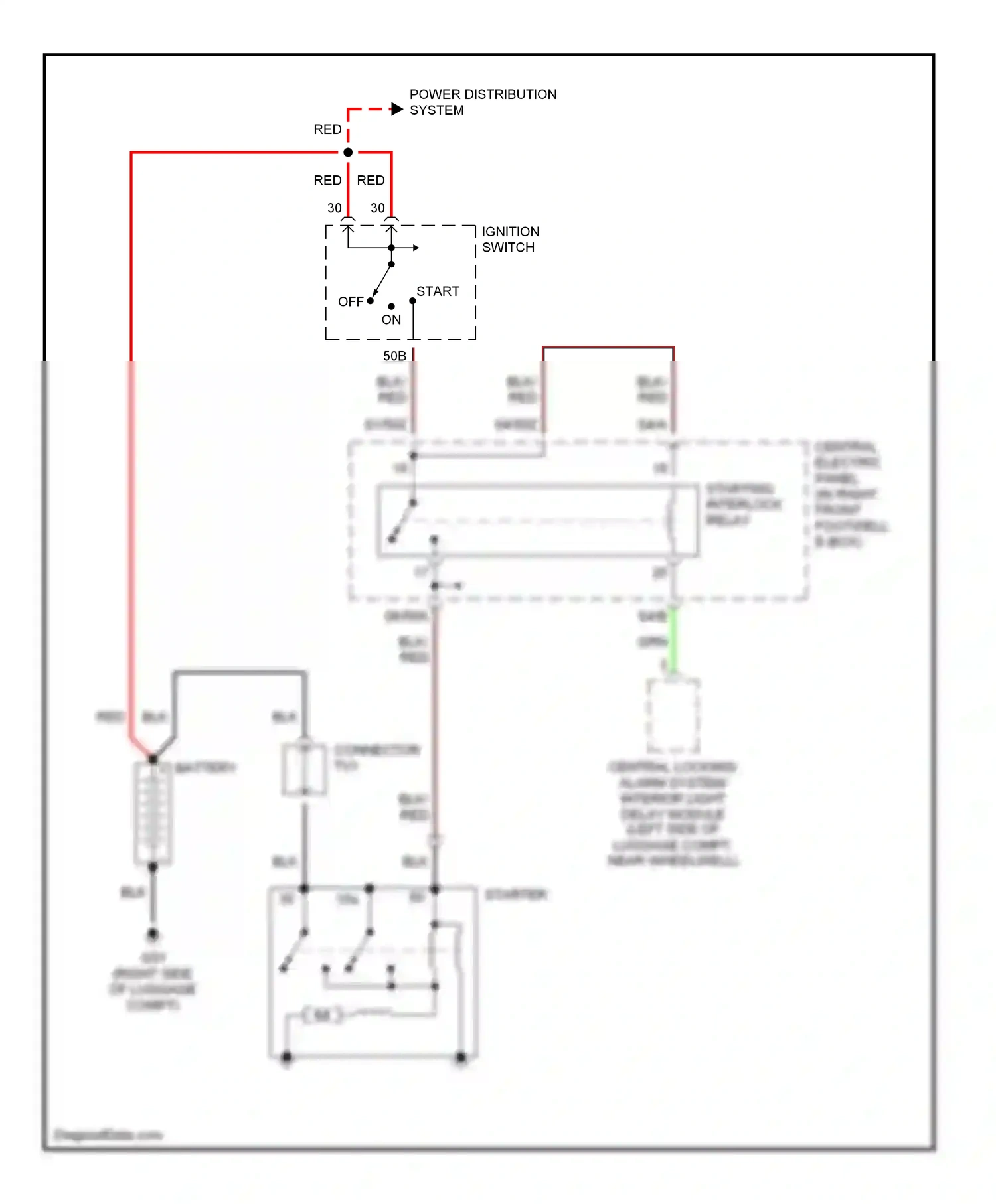 Audi A8 D2 (1994-1999) starting interlock relay wiring diagram  (3 of 3)