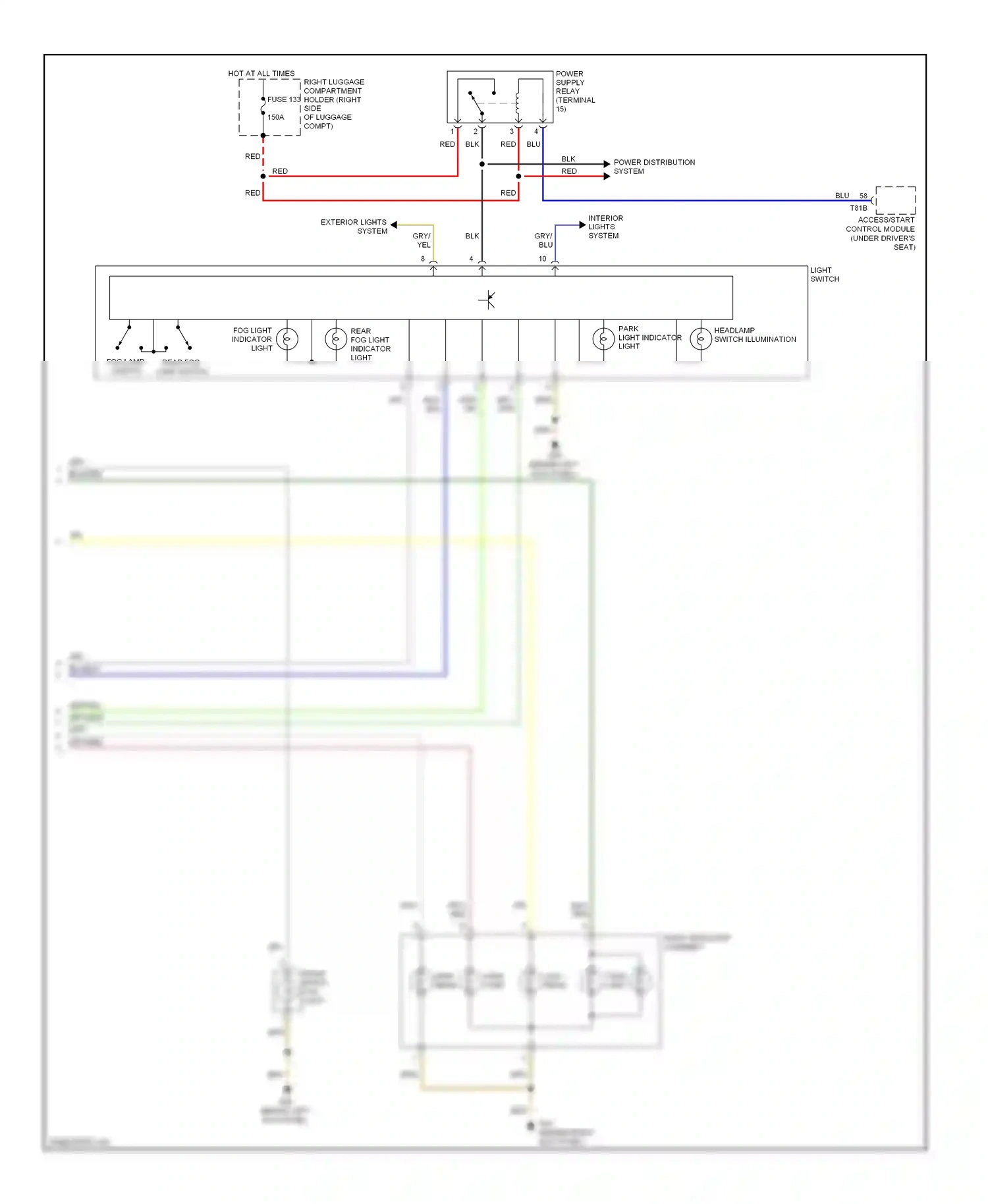Audi A8 D3 facelift 2 (2007-2010) access/start control module (under driver's seat) wiring diagram  (7 of 17)