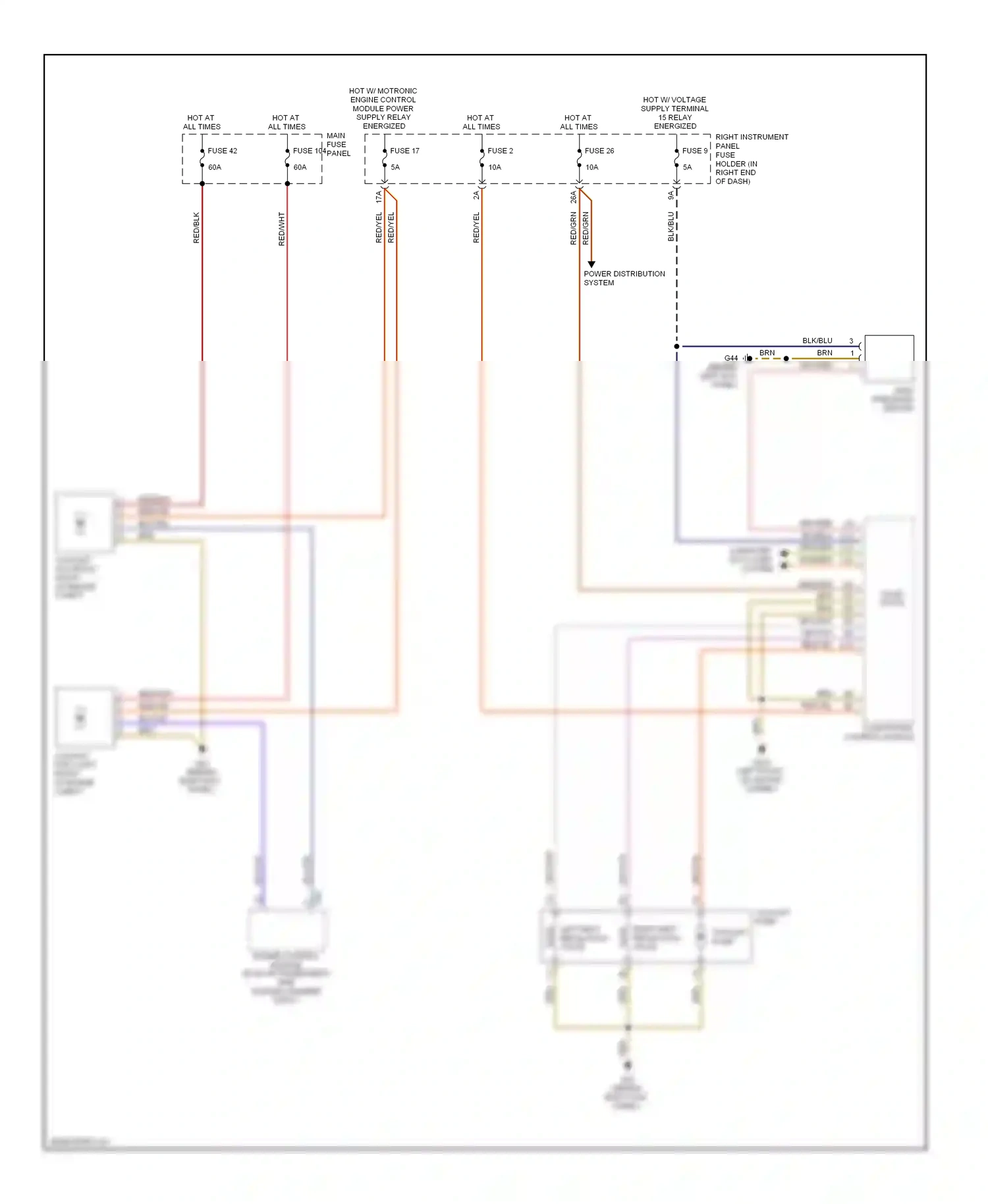 Audi A8 D3 facelift 2 (2007-2010) (behind left kick panel) wiring diagram  (2 of 38)