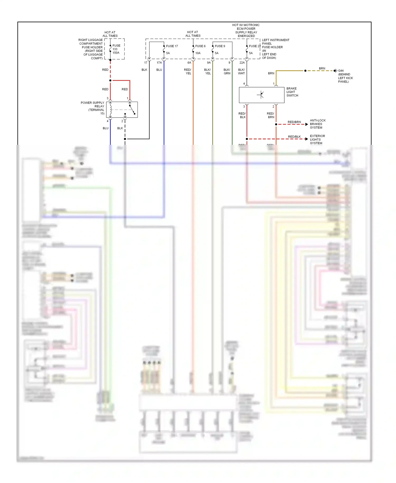 Audi A8 D3 facelift 2 (2007-2010) engine control module 2 (in passenger's side plenum chamber e-box) wiring diagram  (1 of 1)