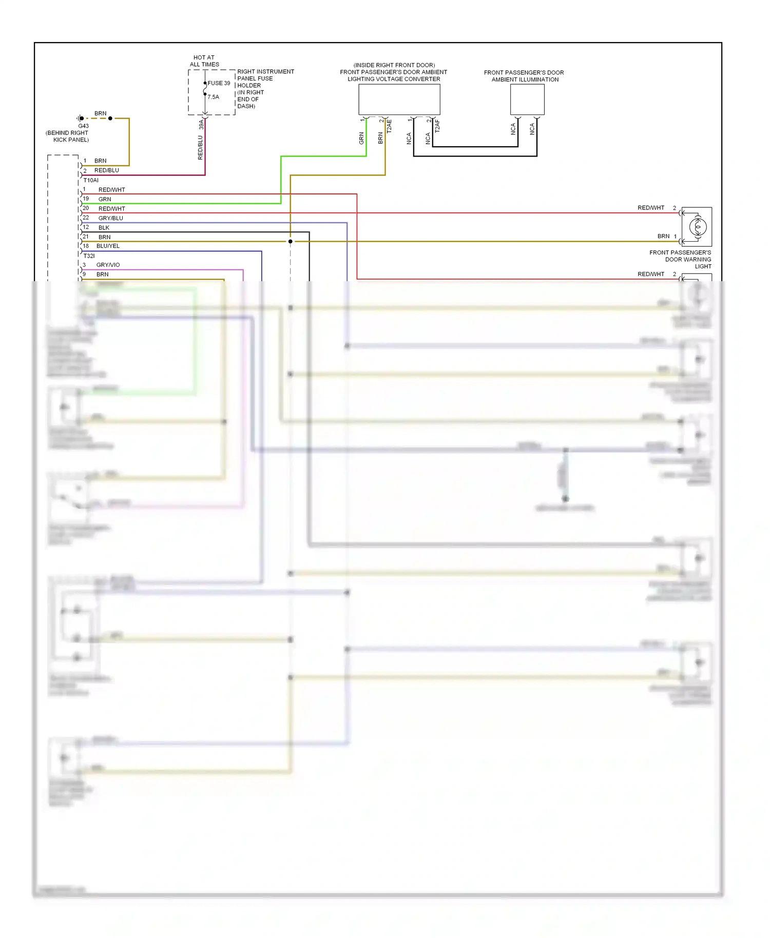 Audi A8 D3 facelift 2 (2007-2010) front passenger's interior lock switch wiring diagram  (2 of 3)