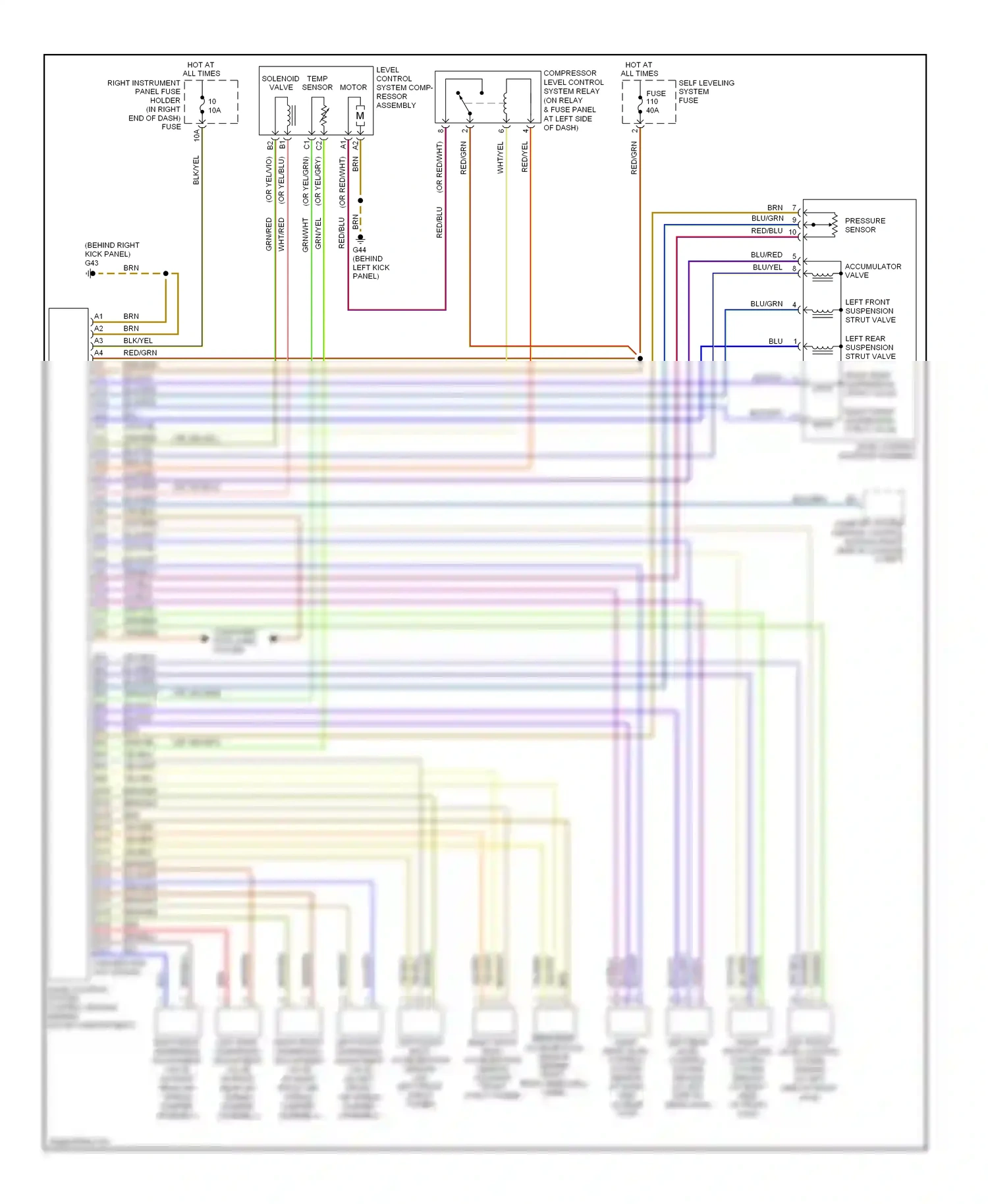 Audi A8 D3 facelift 2 (2007-2010) right front level control system sensor (at right side of front axle) wiring diagram  (1 of 1)