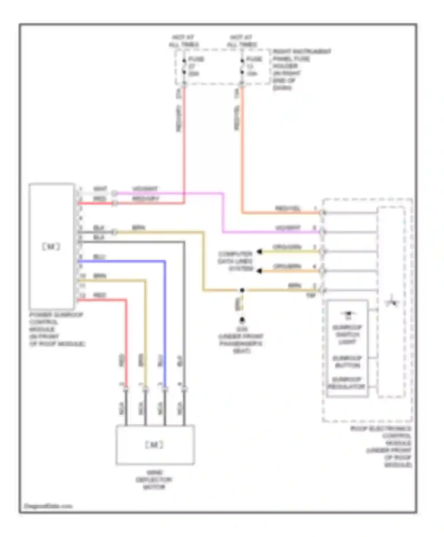 Wiring diagram sunroof switch light for Audi A8 D3 facelift 2 (2007-2010) (1 of 1)