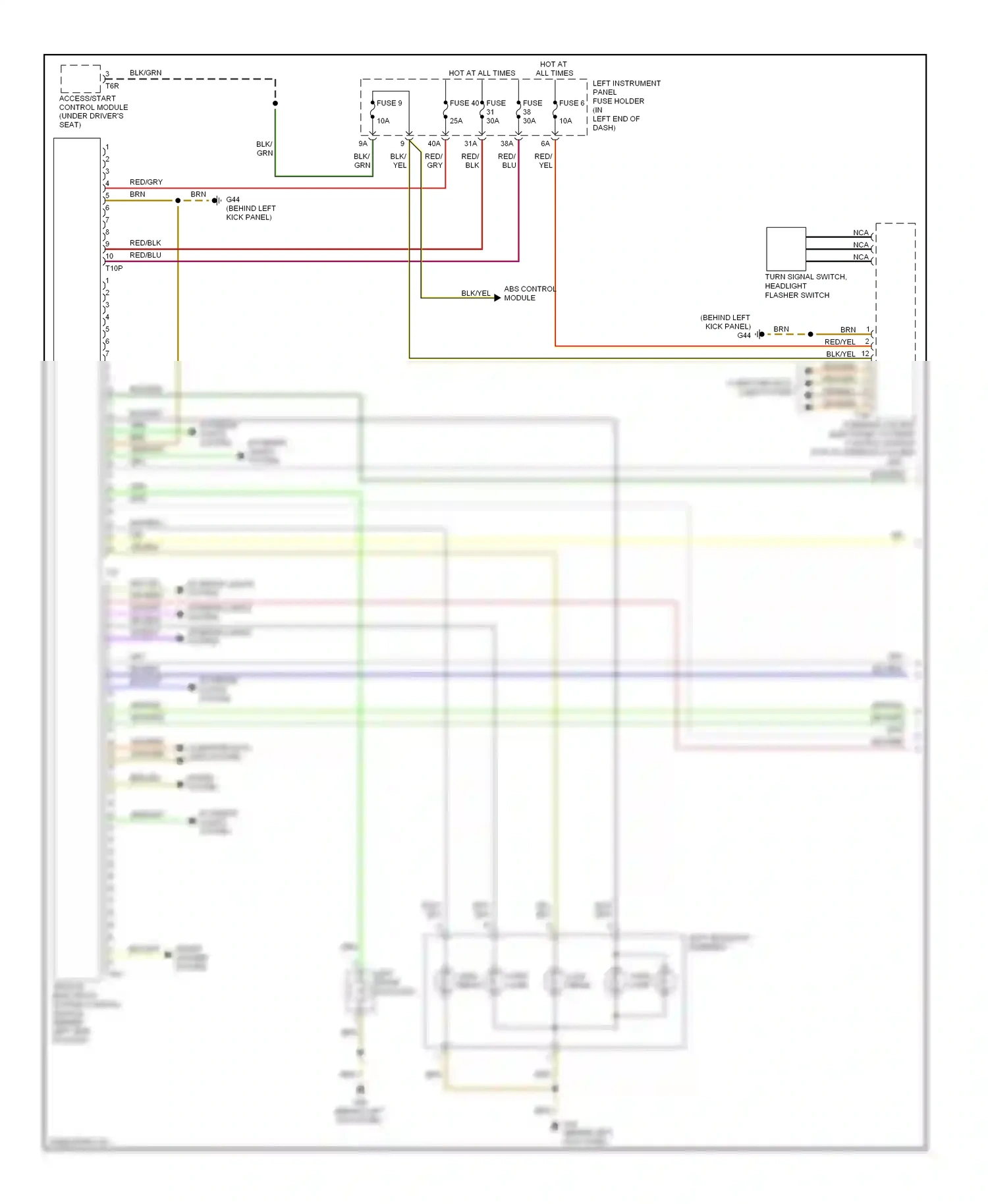 Audi A8 D3 facelift 2 (2007-2010) wiper/ washer system wiring diagram  (2 of 3)
