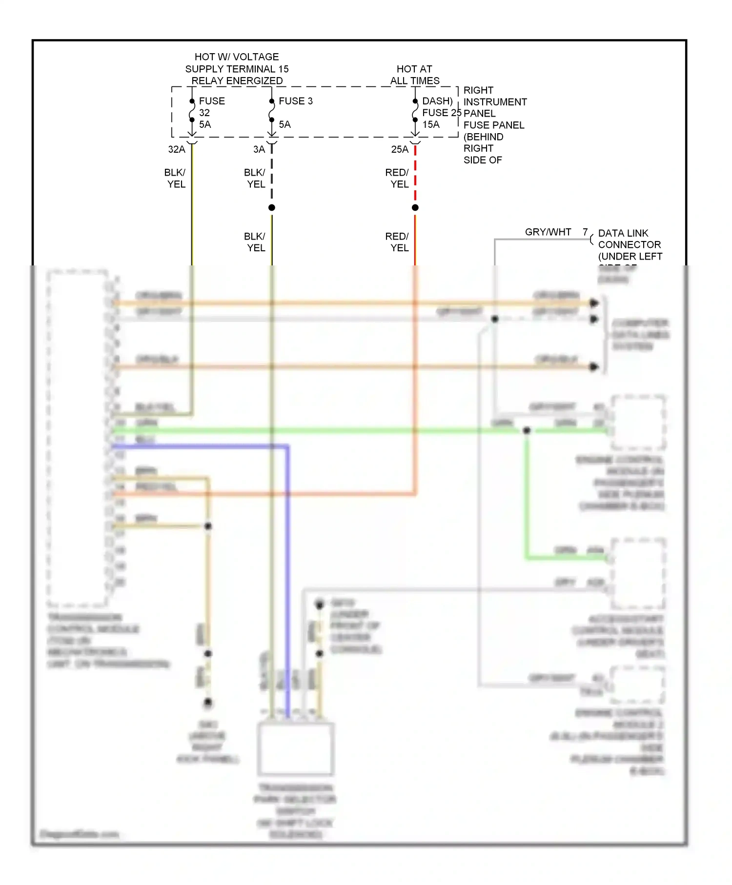Audi A8 D3 facelift (2005-2007) access/start control module (under driver's seat) wiring diagram  (14 of 16)