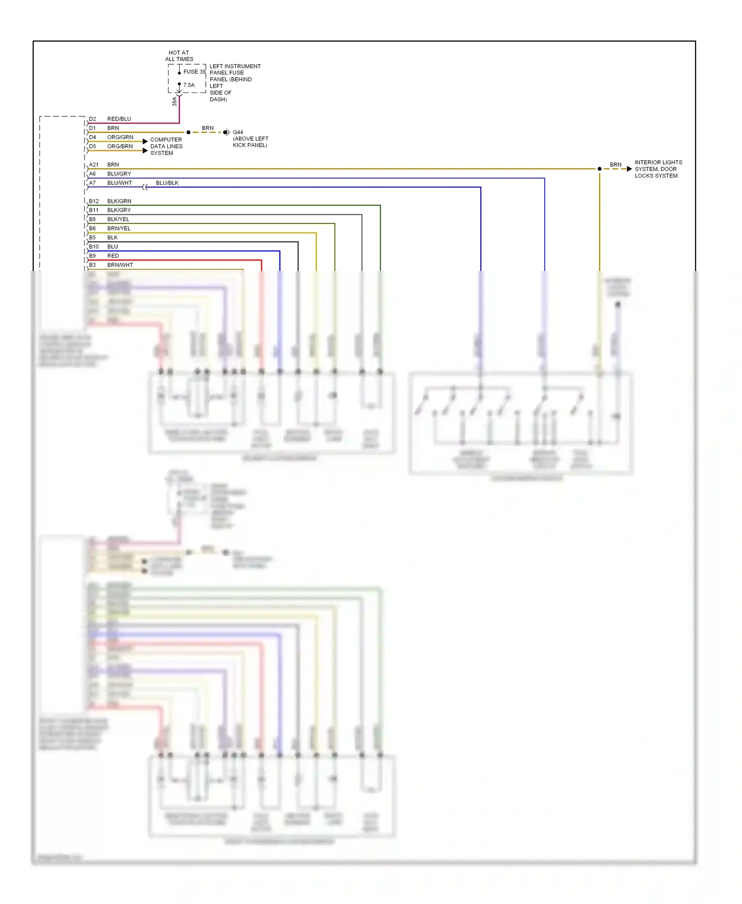 Audi A8 D3 facelift (2005-2007) brn/yel wiring diagram  (17 of 26)