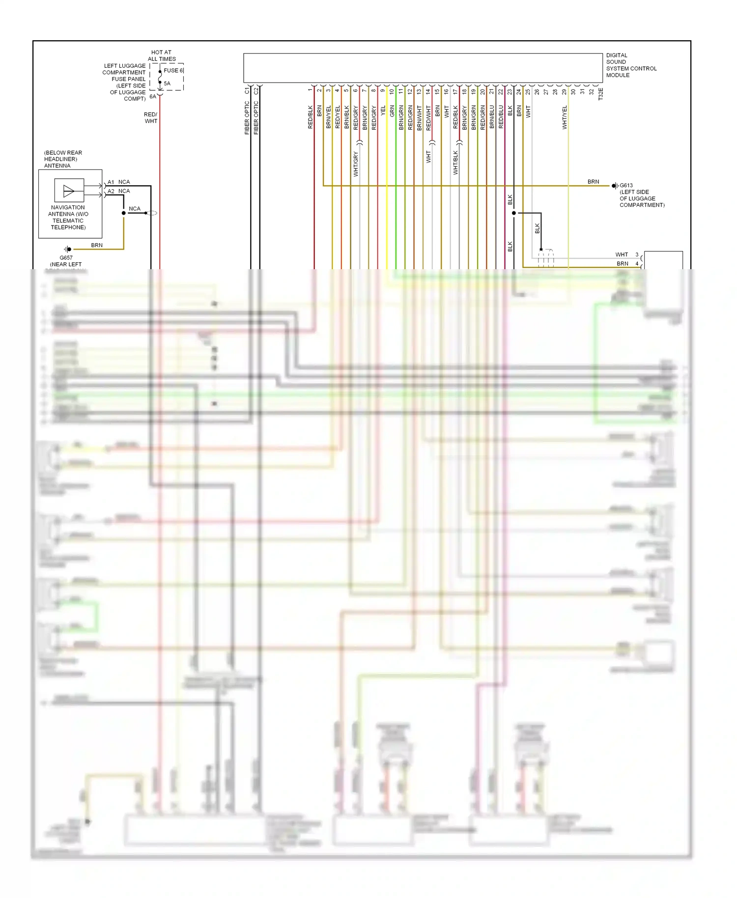 Audi A8 D3 facelift (2005-2007) center loudspeaker wiring diagram  (1 of 2)