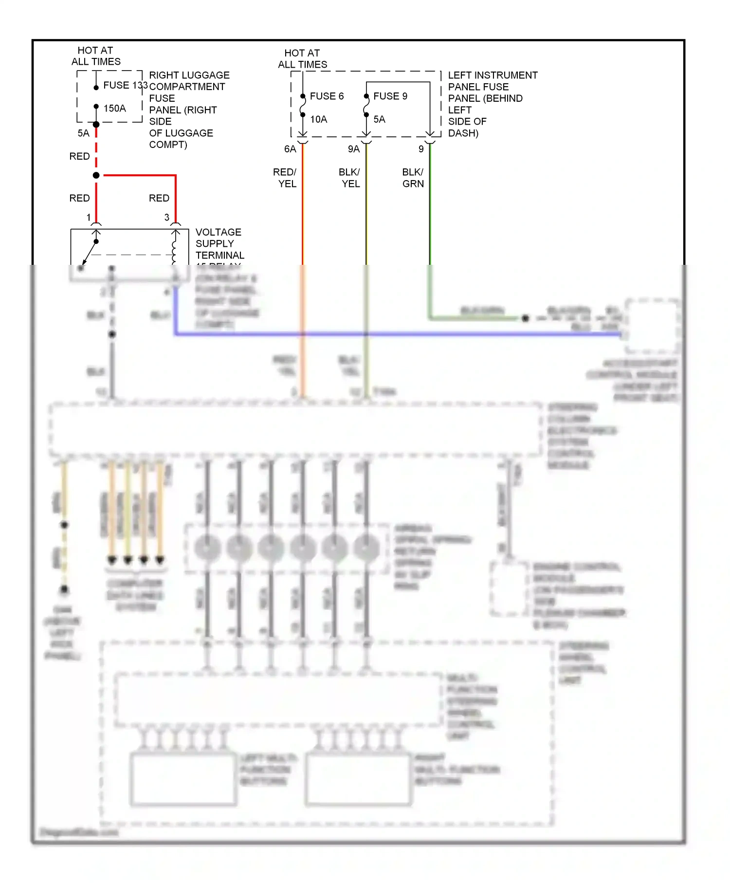 Audi A8 D3 facelift (2005-2007) engine control module (on passenger's side plenum chamber e-box) wiring diagram  (1 of 5)
