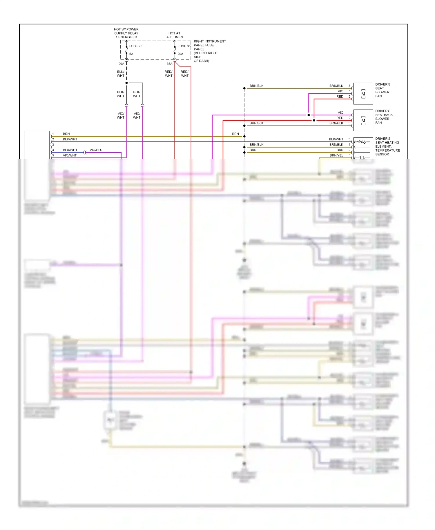 Audi A8 D3 facelift (2005-2007) front passenger's seat ventilation control module wiring diagram  (1 of 1)