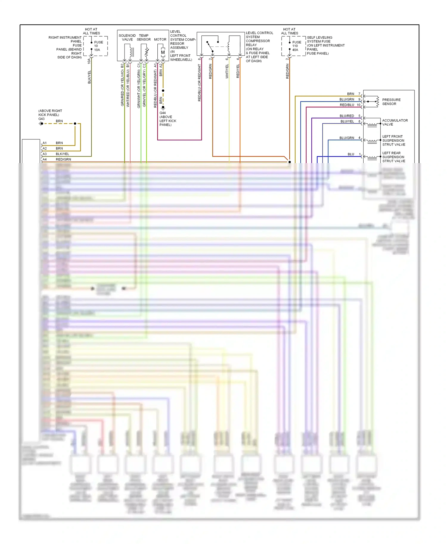 Audi A8 D3 facelift (2005-2007) level control system comp- ressor assembly (in left front wheelwell) wiring diagram  (1 of 1)