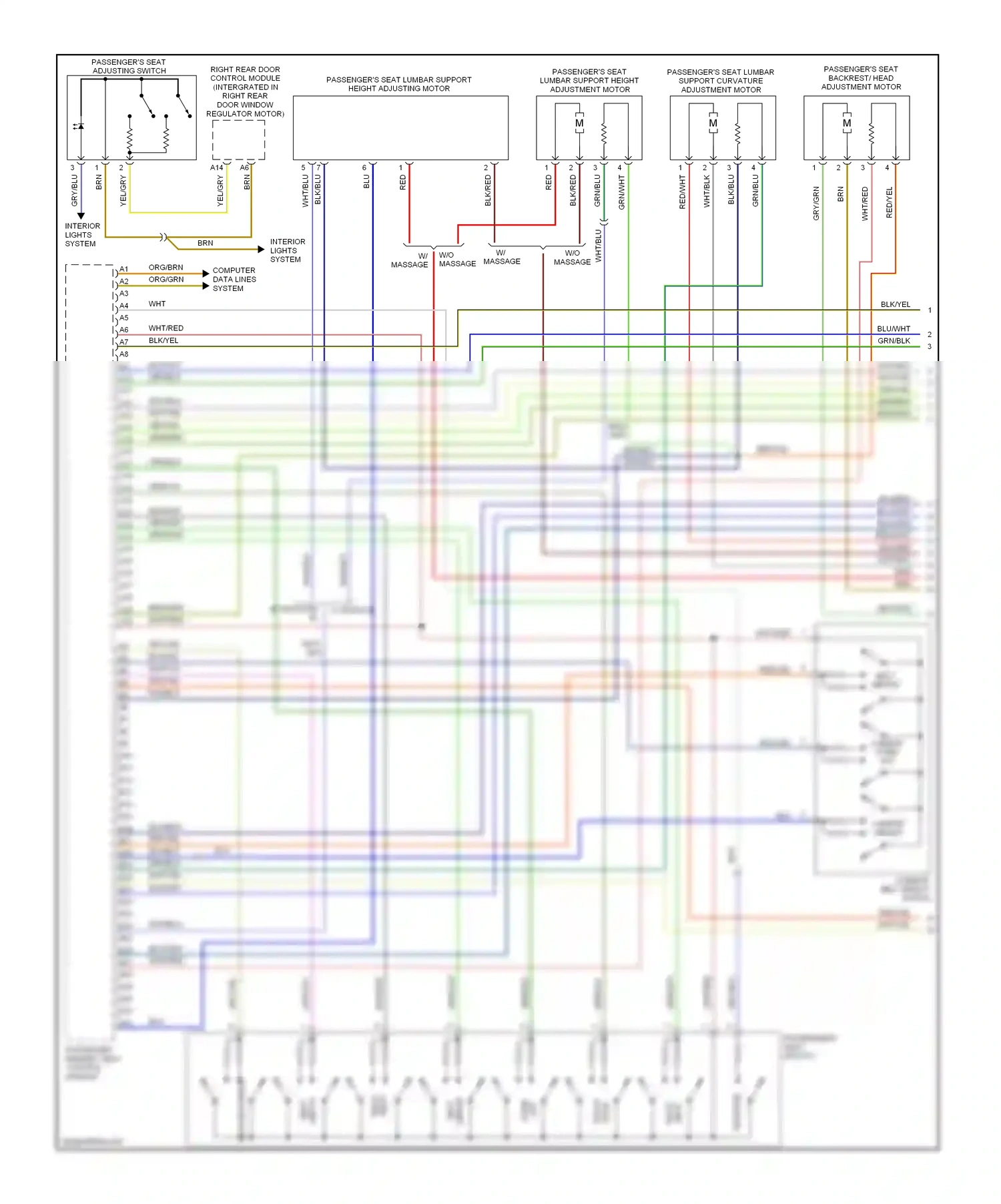 Audi A8 D3 facelift (2005-2007) passenger's seat switch wiring diagram  (1 of 1)