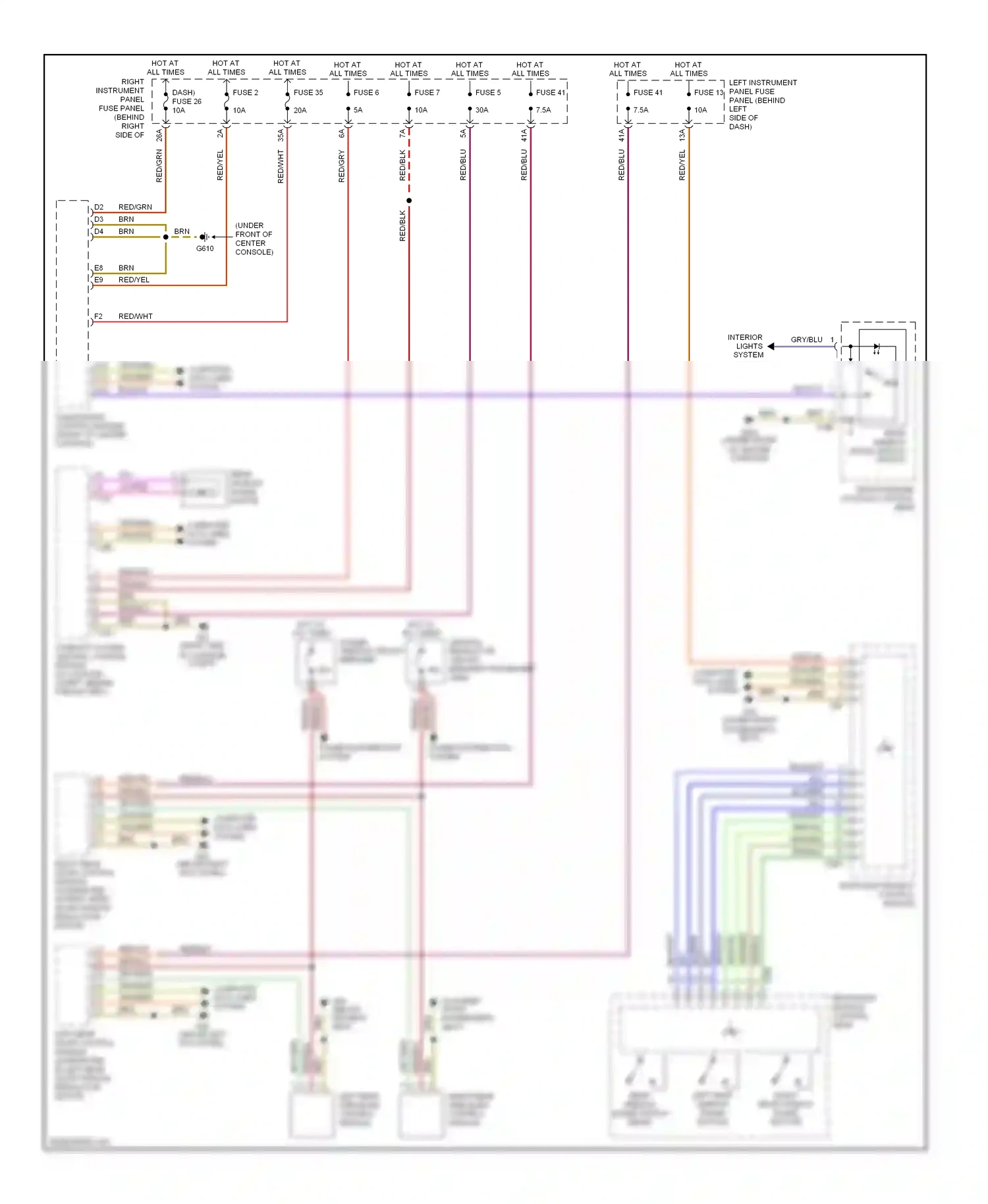 Audi A8 D3 facelift (2005-2007) right instrument panel fuse panel (behind right side of dash) fuse 26 wiring diagram  (1 of 1)