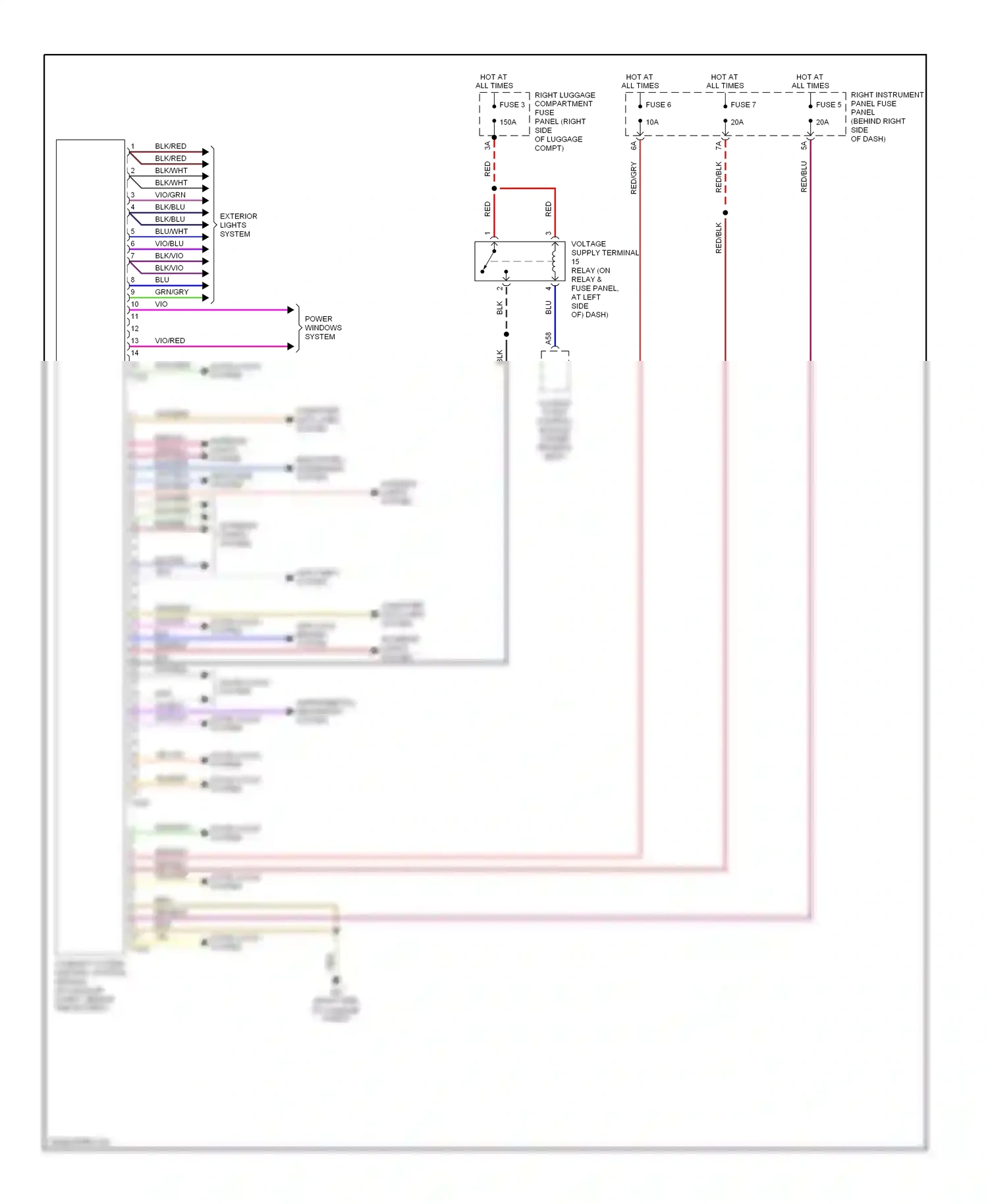 Audi A8 D3 facelift (2005-2007) vio/grn wiring diagram  (1 of 14)