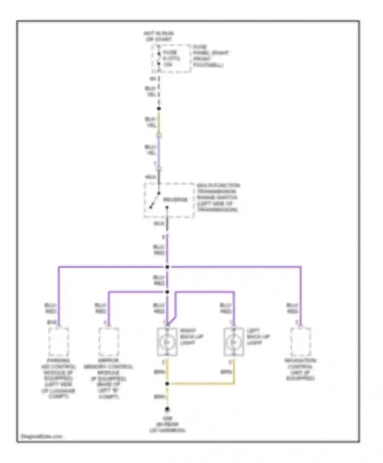 Wiring diagram right back-up light for Audi A8 D3 (2002-2005)