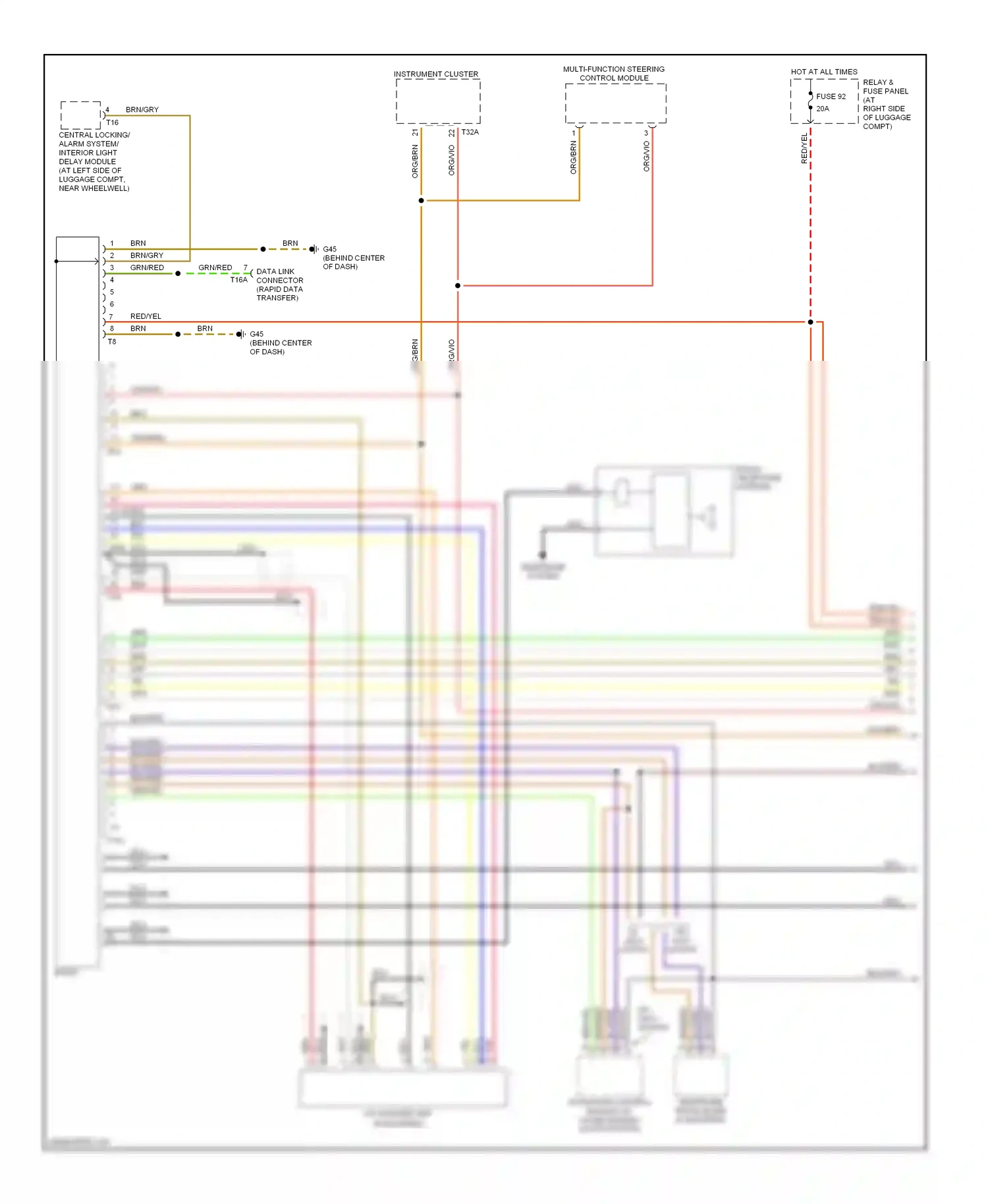 Audi A8 D3 (2002-2005) data link connector (rapid data transfer) wiring diagram  (1 of 2)