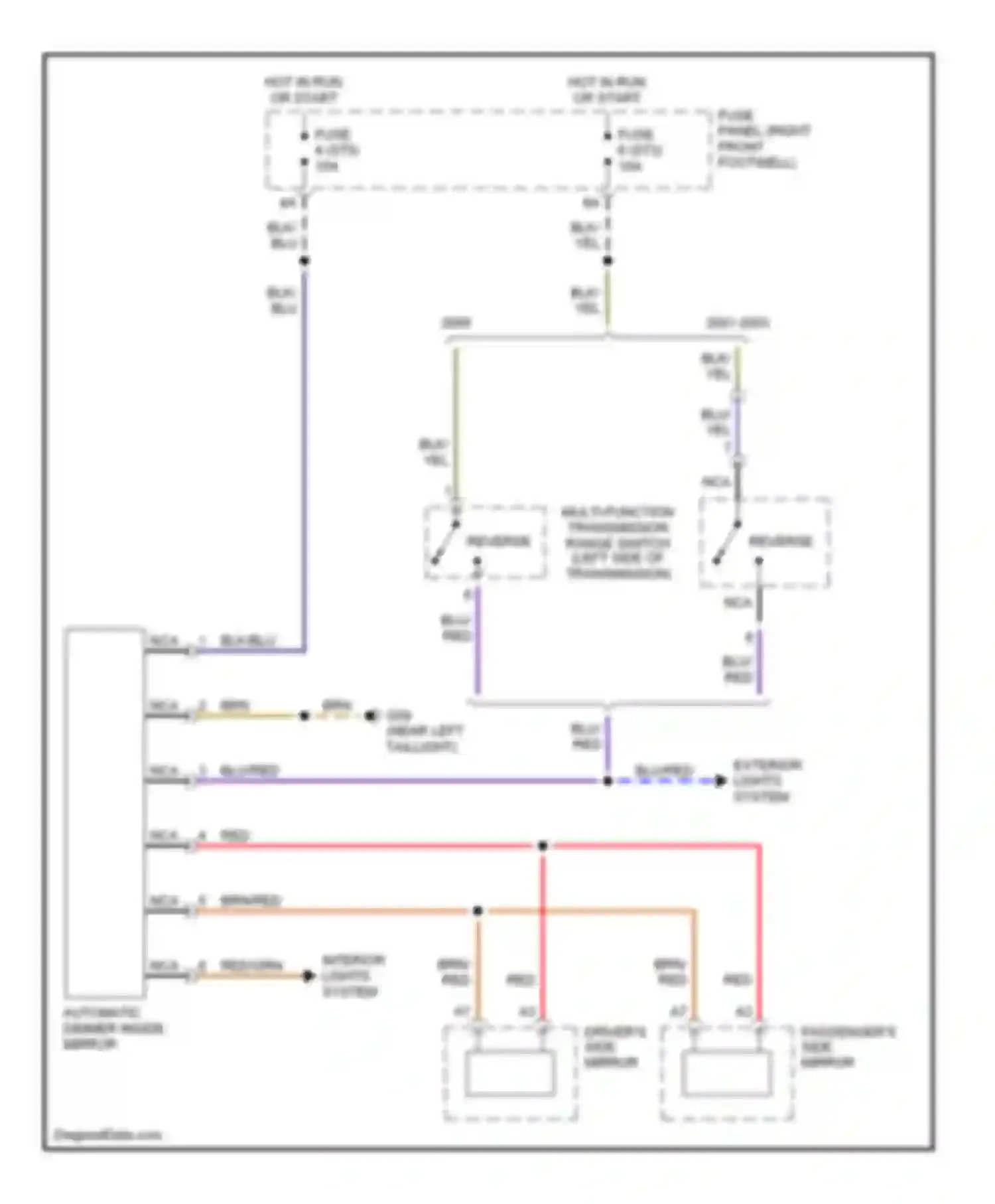 Wiring diagram driver's side mirror for Audi A8 D3 (2002-2005) (1 of 3)