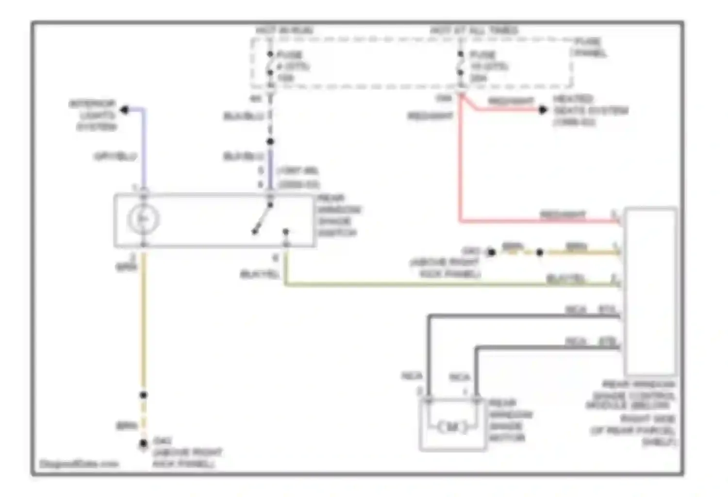 Wiring diagram rear window shade motor for Audi A8 D3 (2002-2005)