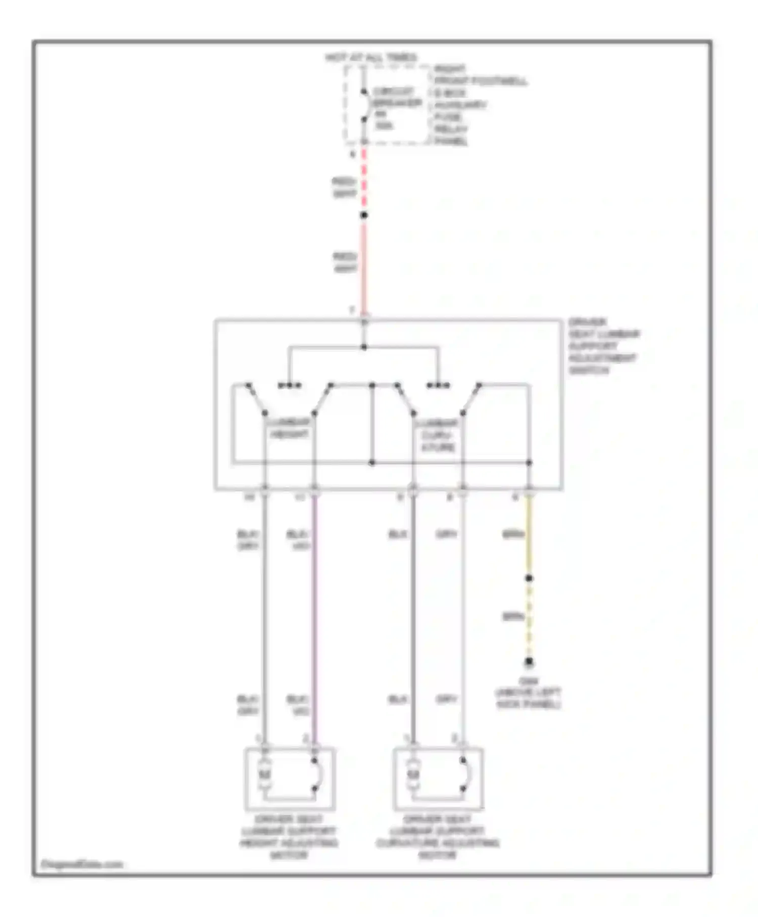 Wiring diagram lumbar height for Audi A8 D3 (2002-2005) (1 of 2)