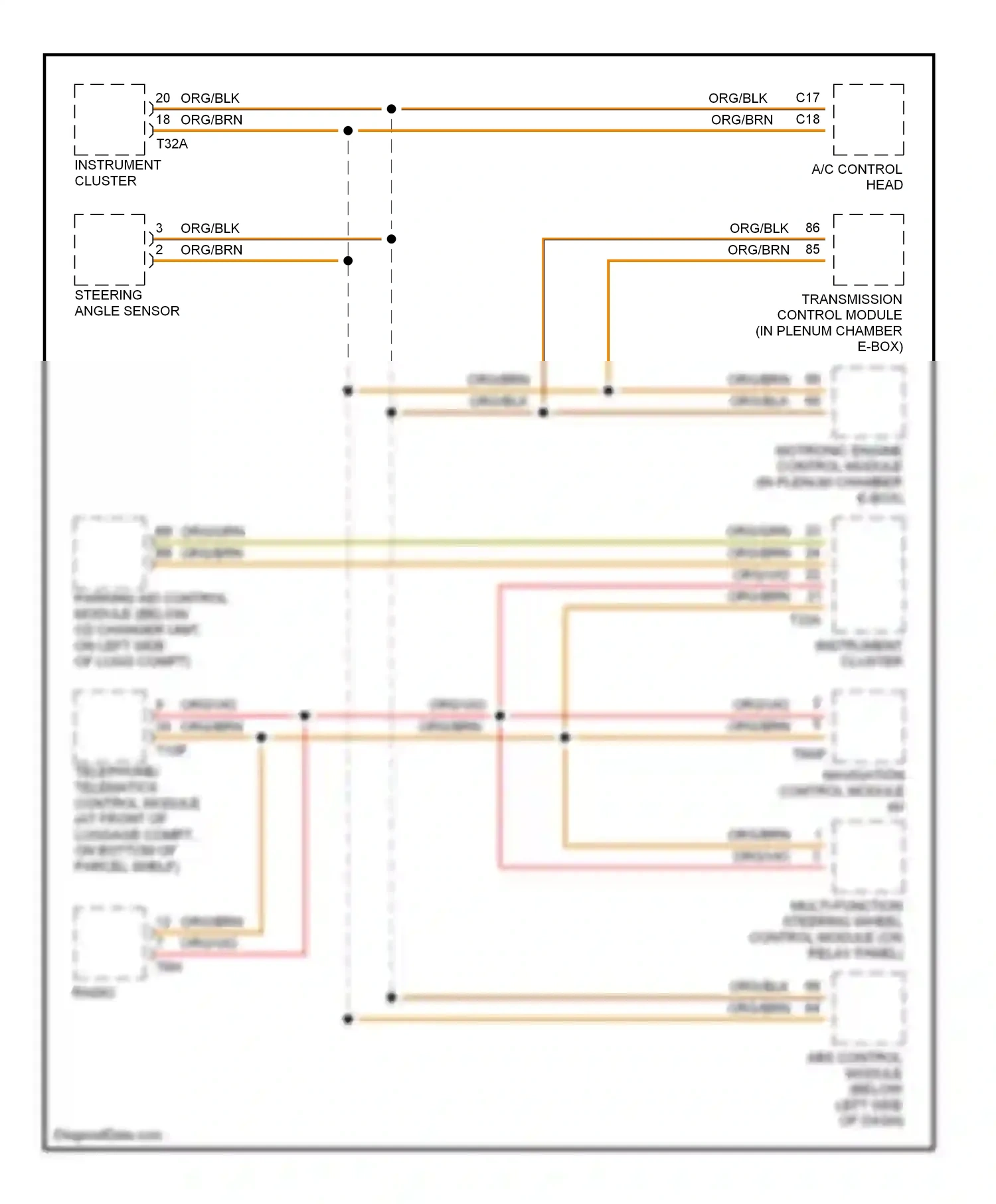 Audi A8 D3 (2002-2005) transmission control module (in plenum chamber e-box) wiring diagram  (2 of 2)