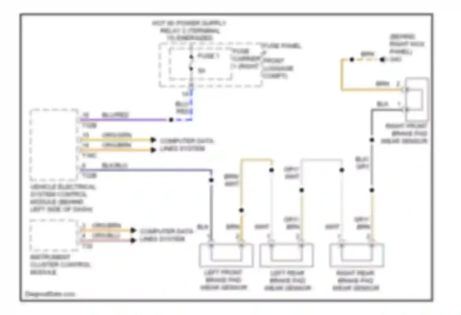 A8 Audi D4 (2010-2014): Brake wear sensor circuit