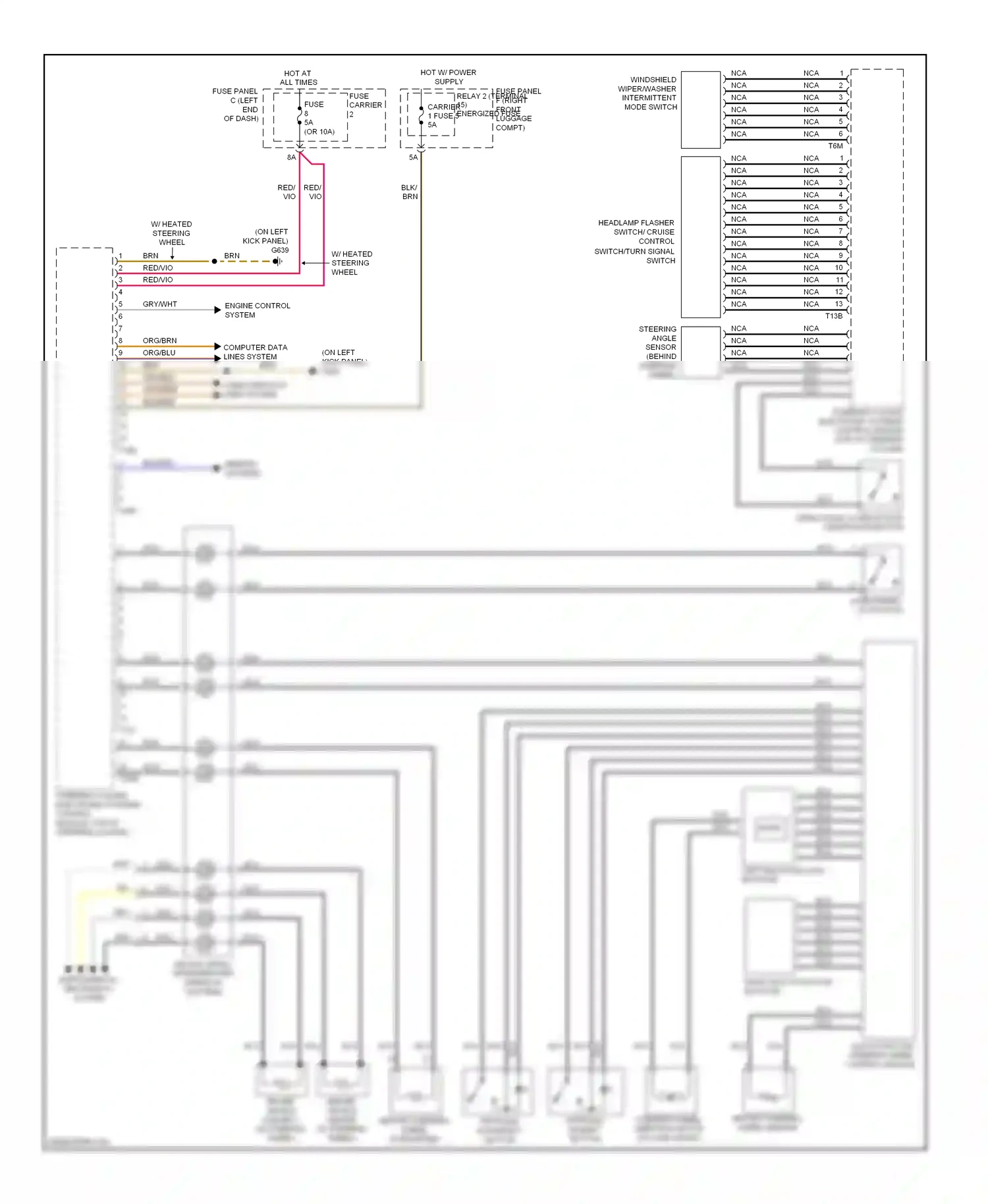 Audi A8 D4 (2010-2014) steering column electronic systems control module (top of steering column) wiring diagram  (2 of 4)