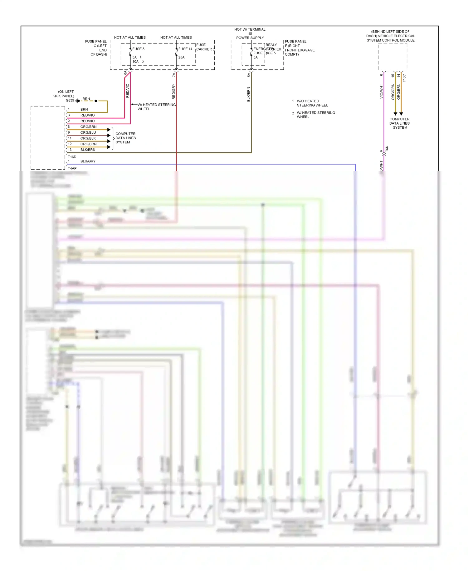 Audi A8 D4 (2010-2014) steering column electronic systems control module (top of steering column) wiring diagram  (4 of 4)