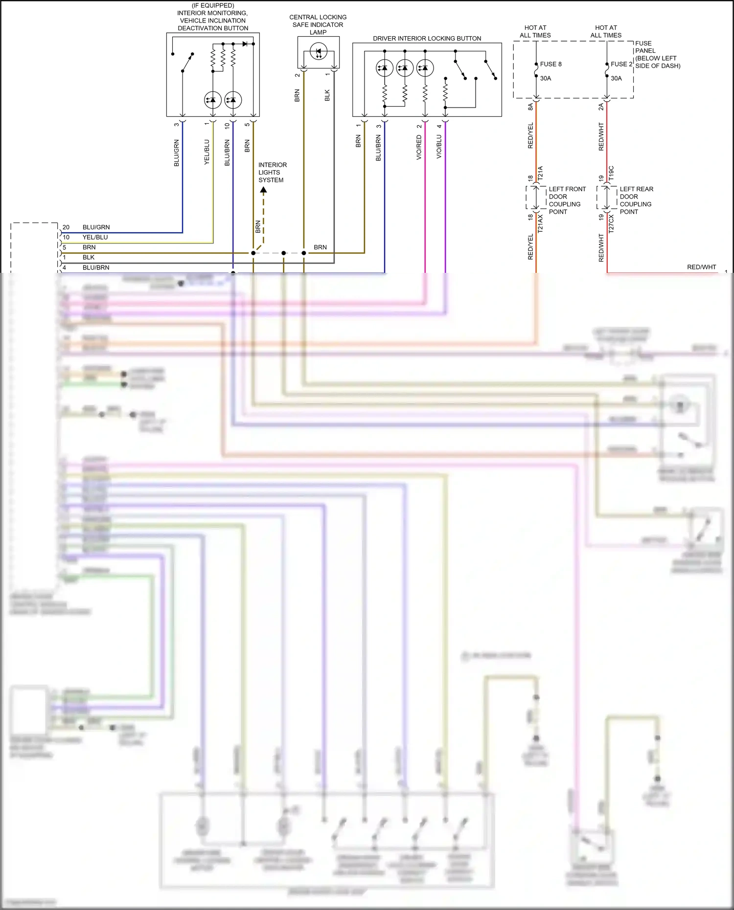 Wiring diagram driver door lock unit for Audi A8 D5 facelift (2021-2024) (3 of 5)
