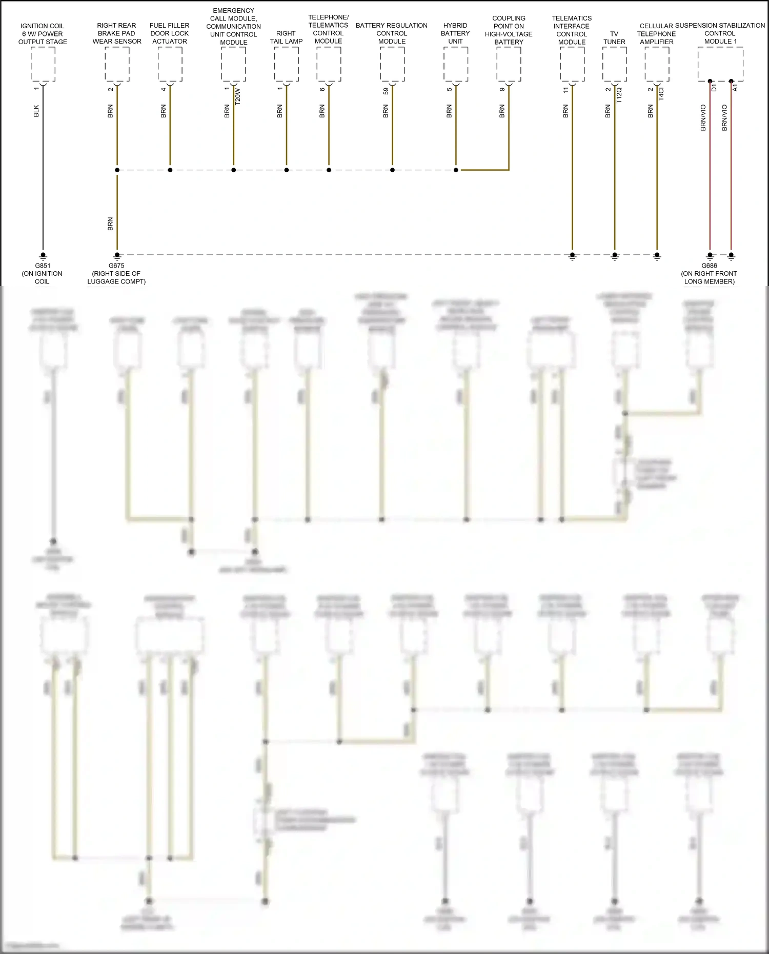 Wiring diagram emergency call module, communication unit control module for Audi A8 D5 facelift (2021-2024) (4 of 11)