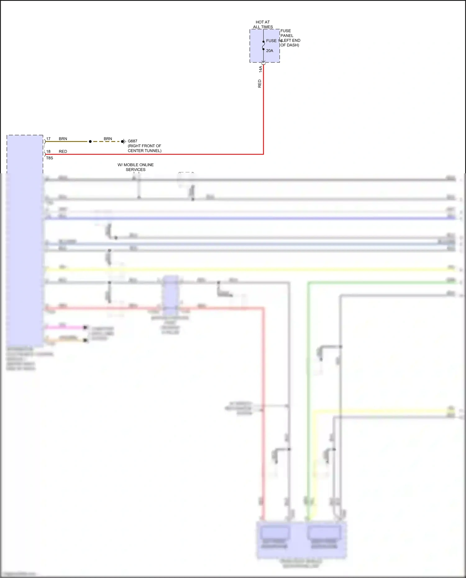Wiring diagram front roof module microphone unit for Audi A8 D5 facelift (2021-2024) (2 of 4)