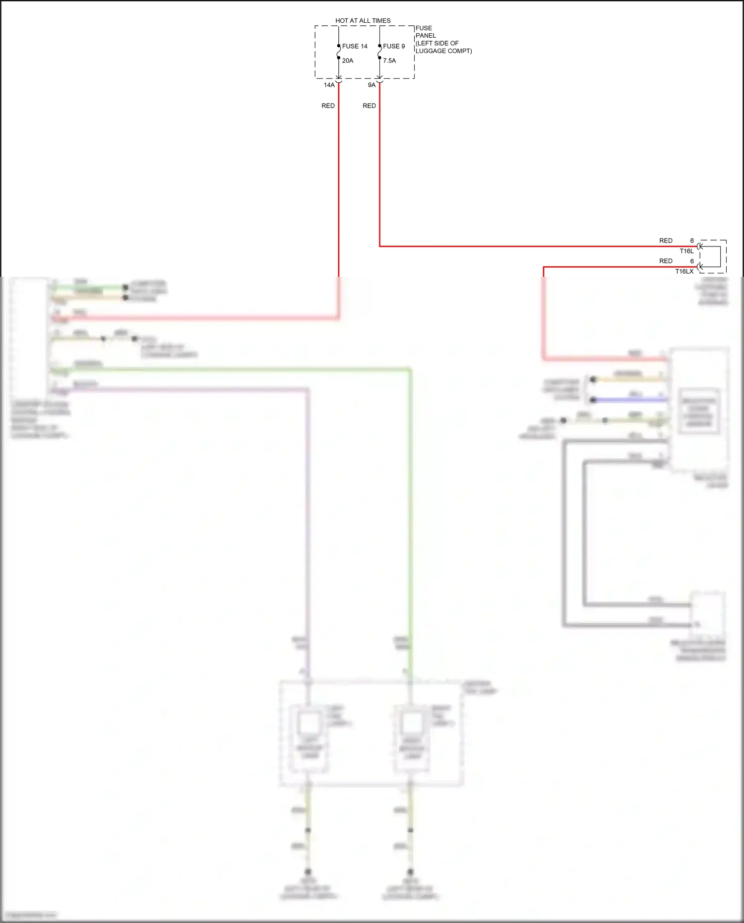 Wiring diagram left backup lamp for Audi A8 D5 facelift (2021-2024) (1 of 2)