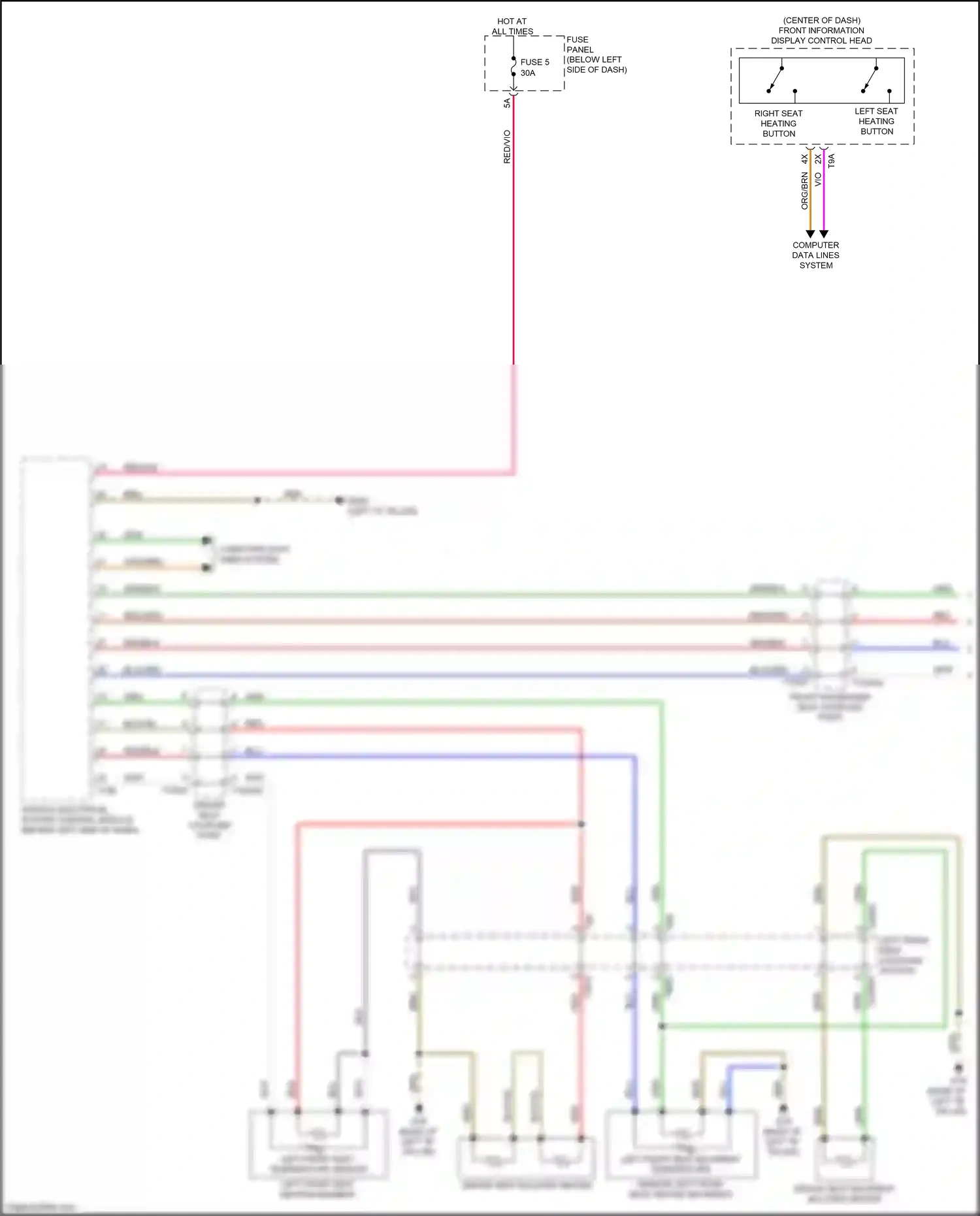 Wiring diagram left front seat temperature sensor, left front seat heating element for Audi A8 D5 facelift (2021-2024) (1 of 1)