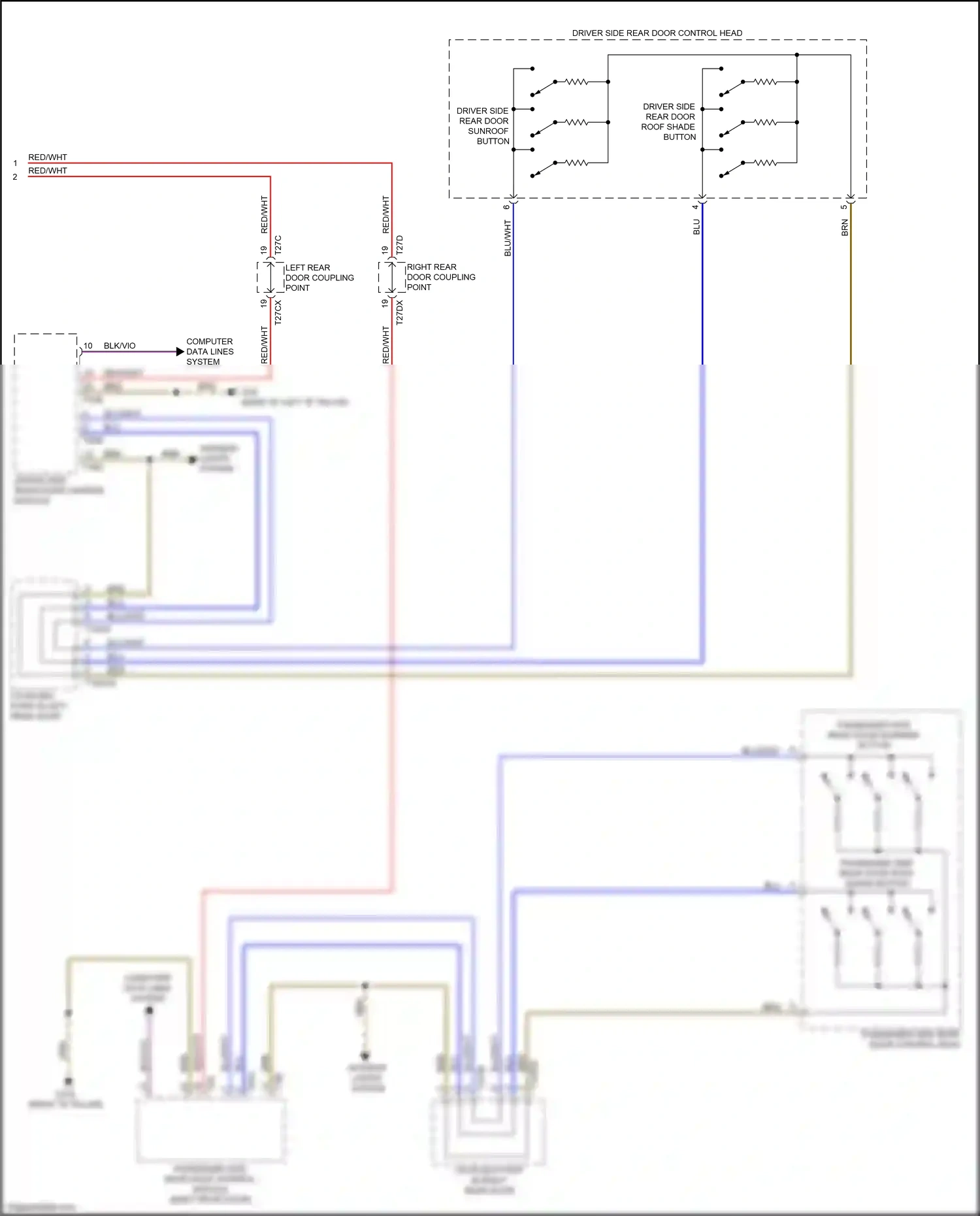Wiring diagram left rear door coupling point for Audi A8 D5 facelift (2021-2024) (7 of 28)