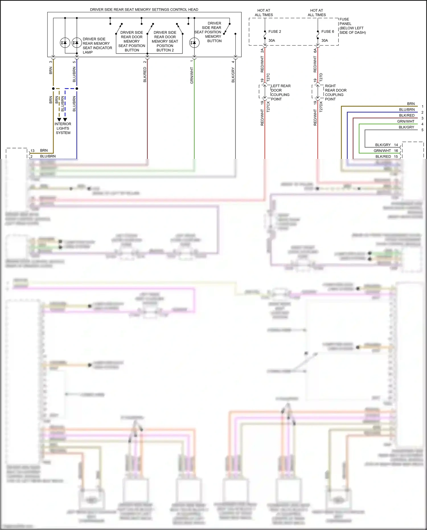 Wiring diagram left rear multi-contour seat compressor for Audi A8 D5 facelift (2021-2024) (2 of 2)