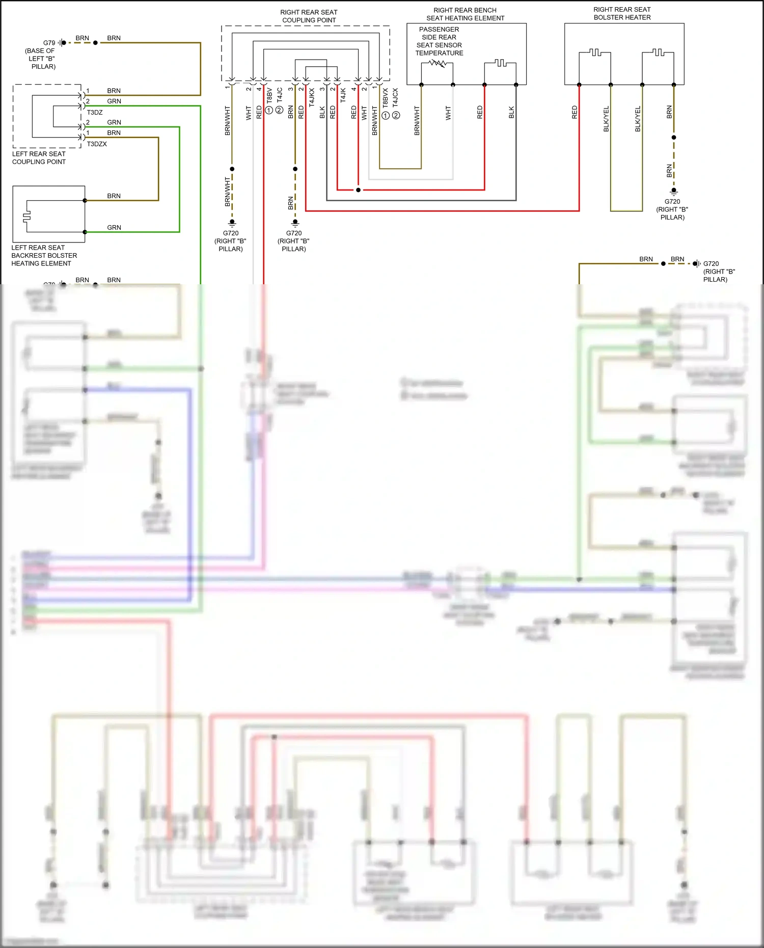 Wiring diagram left rear seat coupling point for Audi A8 D5 facelift (2021-2024) (2 of 2)
