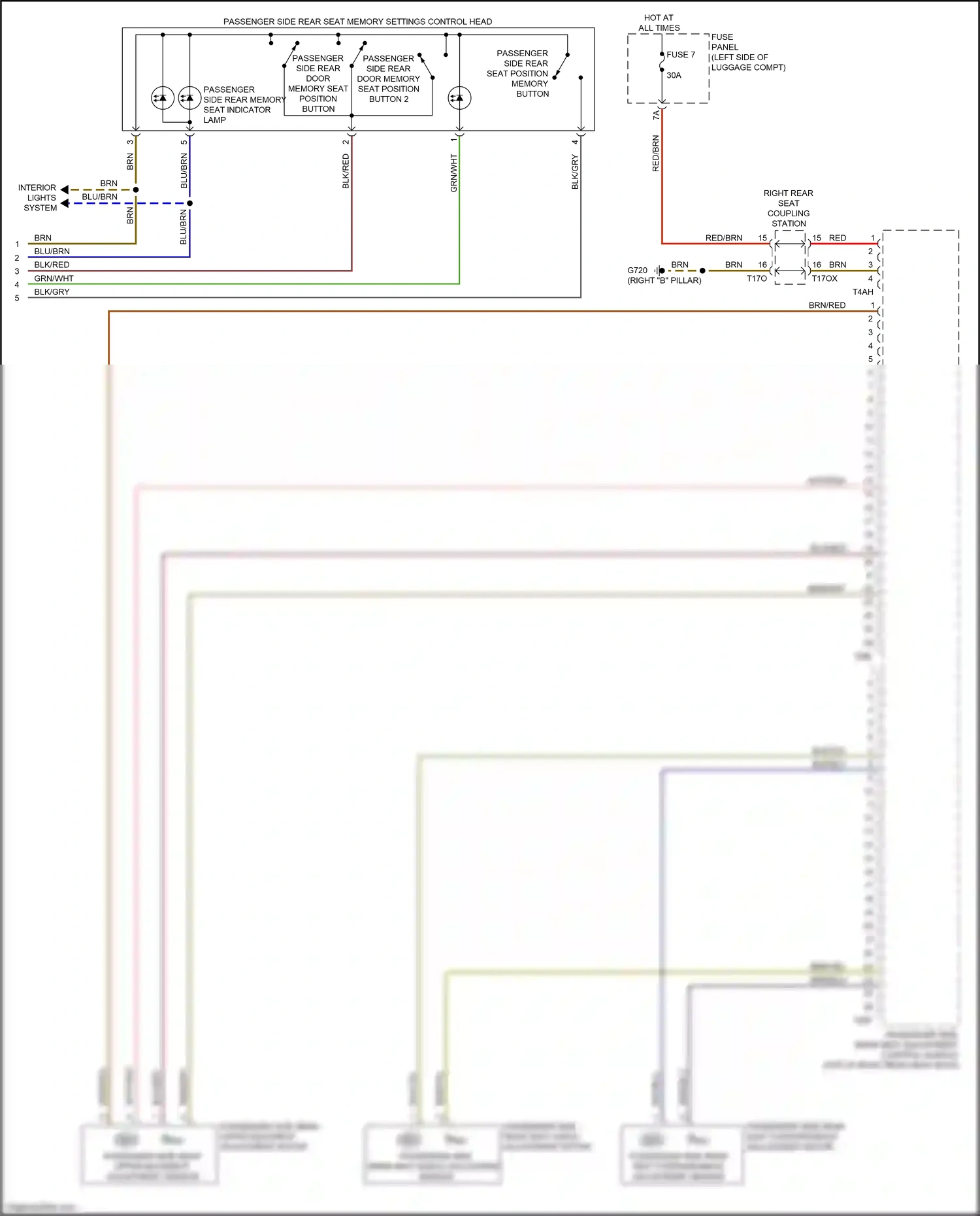 Wiring diagram passenger side rear seat adjustment control module for Audi A8 D5 facelift (2021-2024) (3 of 7)
