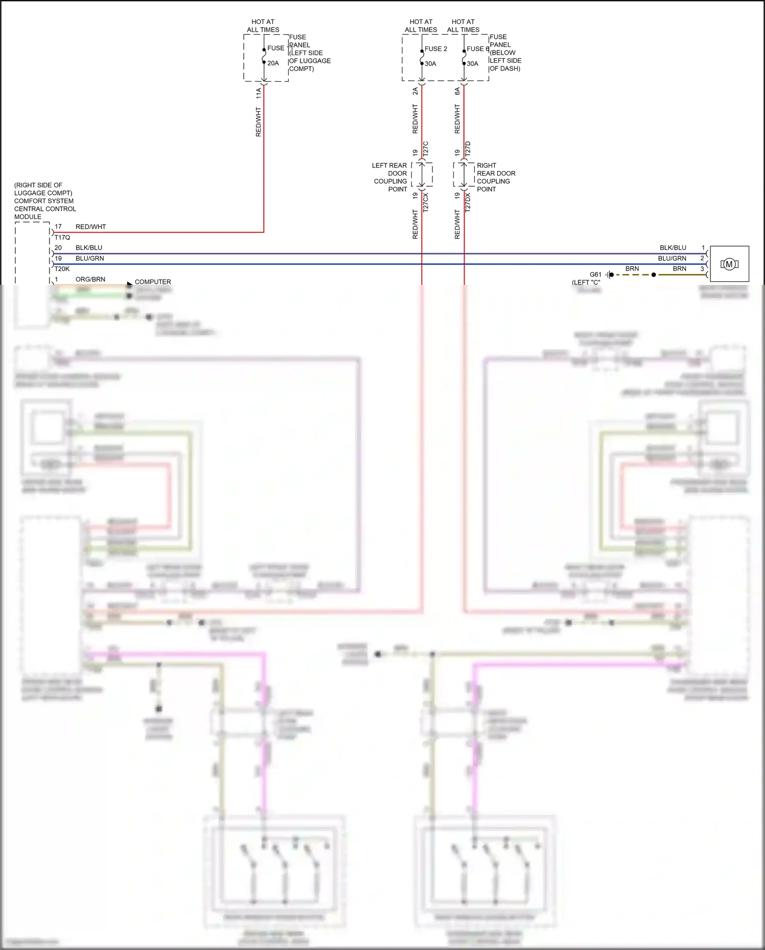 Wiring diagram rear window shade button for Audi A8 D5 facelift (2021-2024) (1 of 1)