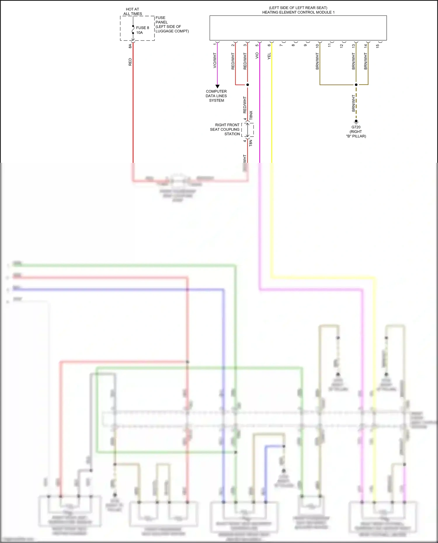 Wiring diagram right front seat temperature sensor, right front seat heating element for Audi A8 D5 facelift (2021-2024) (1 of 2)