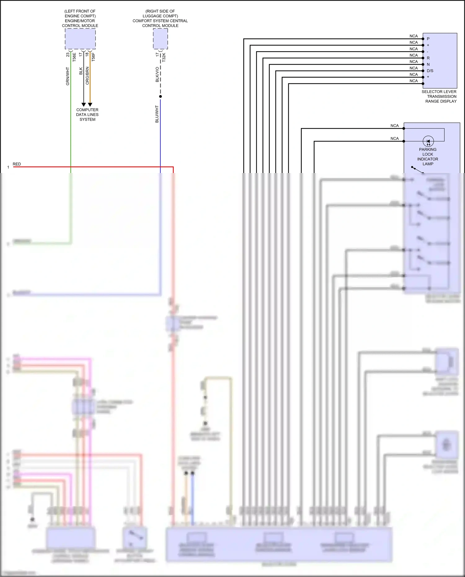 Wiring diagram selector lever transmission range display for Audi A8 D5 facelift (2021-2024) (1 of 4)