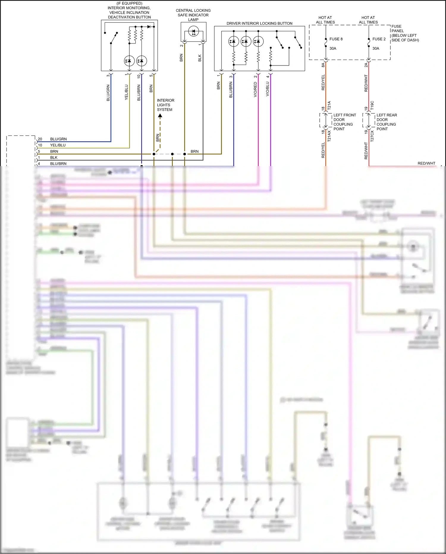 Audi A8 D5 (2017-2022) driver door central locking safe motor wiring diagram  (1 of 2)