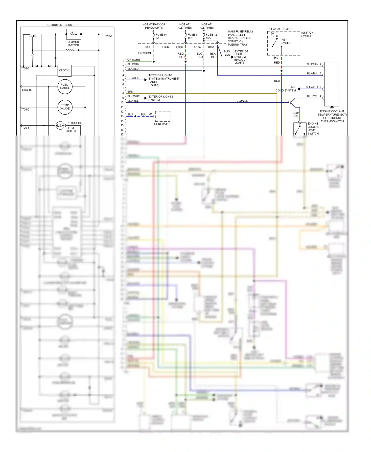 Audi Cabriolet I (1991-2000) clock wiring diagram  (1 of 1)
