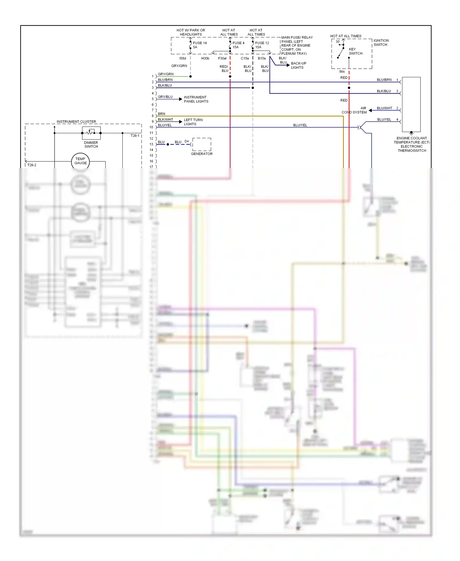 Wiring diagram engine coolant level switch for Audi Cabriolet I (1991-2000) (2 of 2)