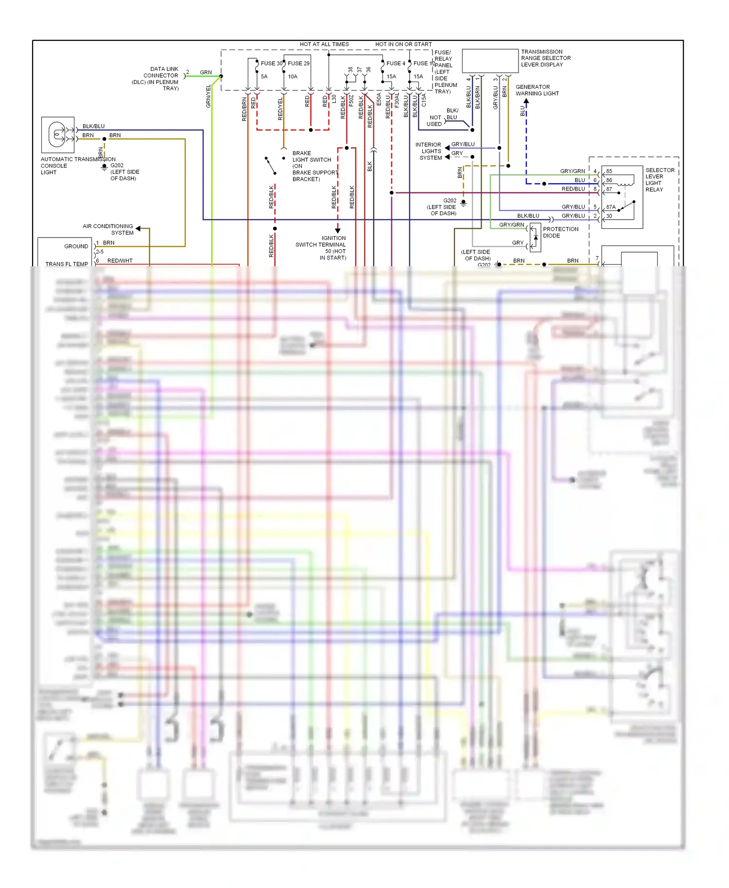 Audi Cabriolet I (1991-2000) fuse/ relay panel (left side plenum tray) wiring diagram  (1 of 2)