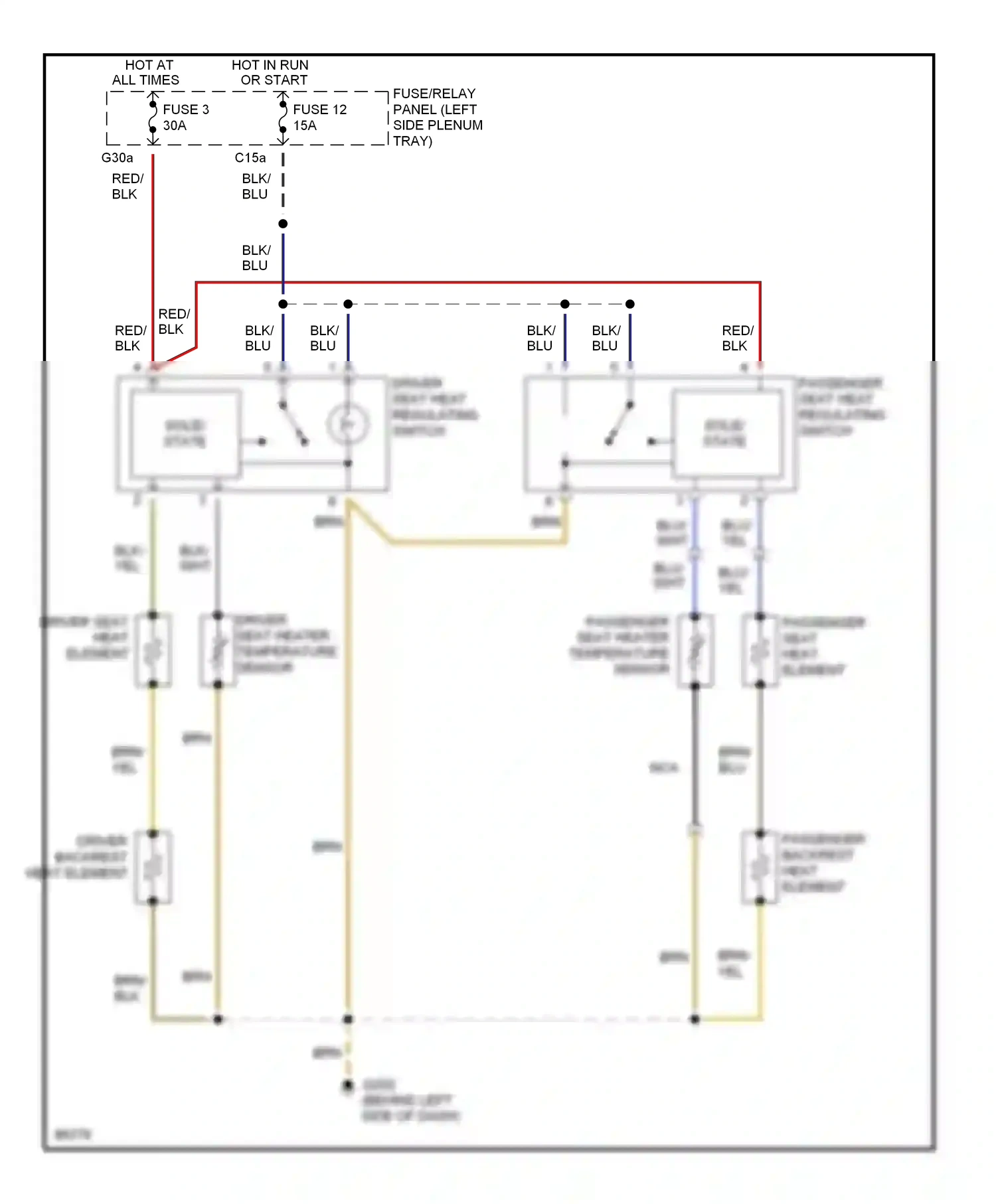 Audi Cabriolet I (1991-2000) fuse/relay panel (left side plenum tray) wiring diagram  (1 of 1)