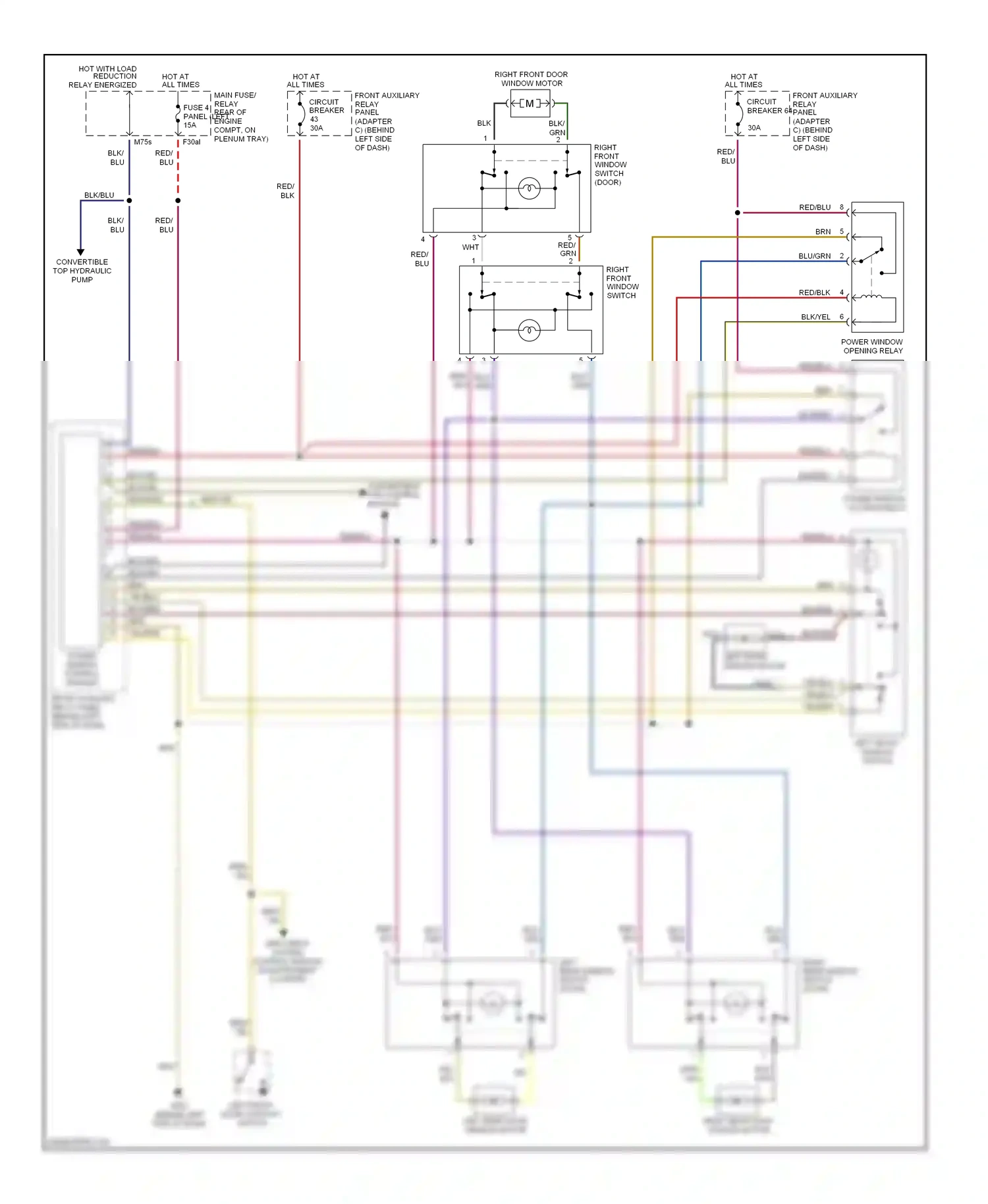 Wiring diagram left front door contact switch for Audi Cabriolet I (1991-2000) (2 of 2)