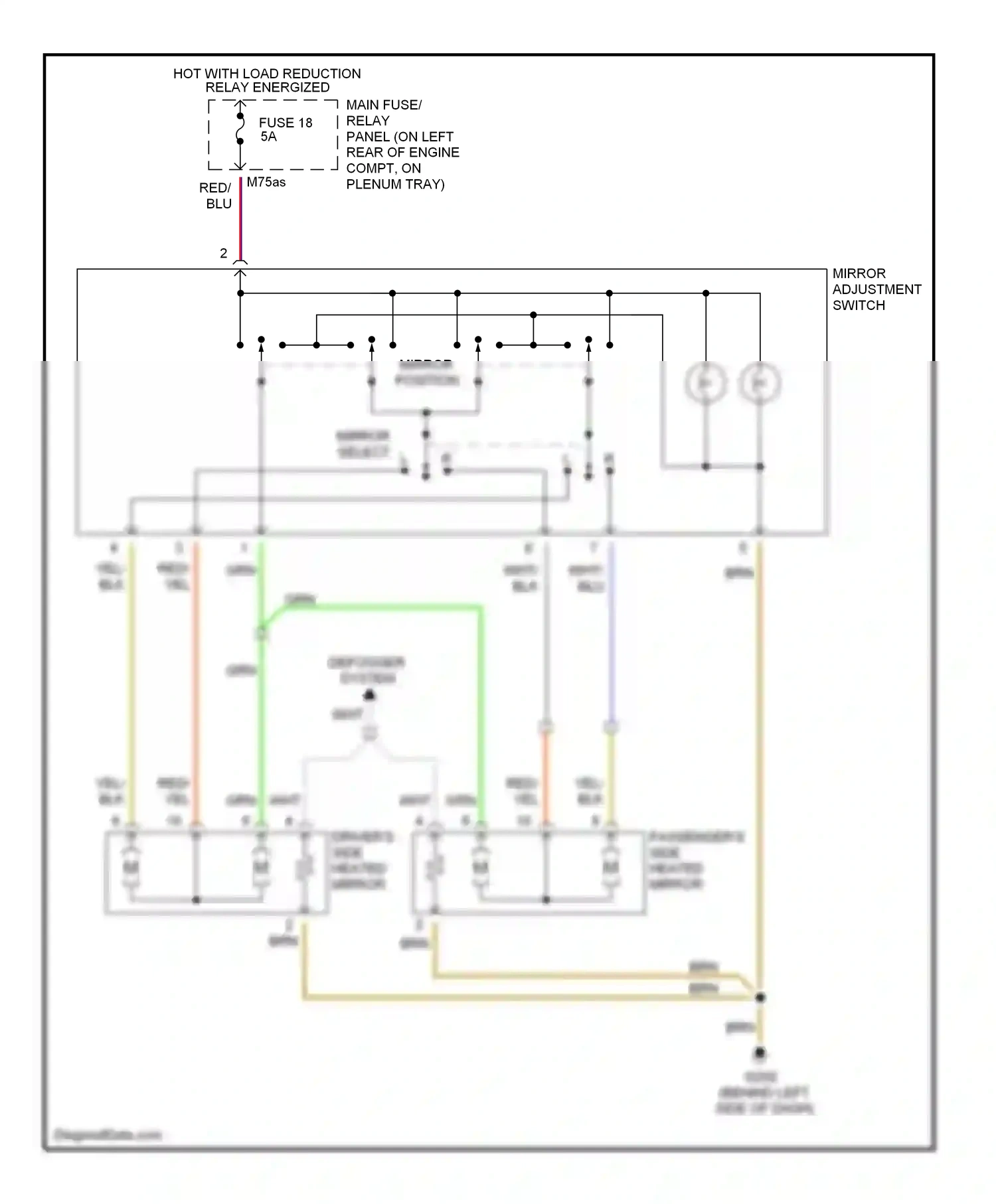 Wiring diagram mirror select for Audi Cabriolet I (1991-2000) (1 of 1)